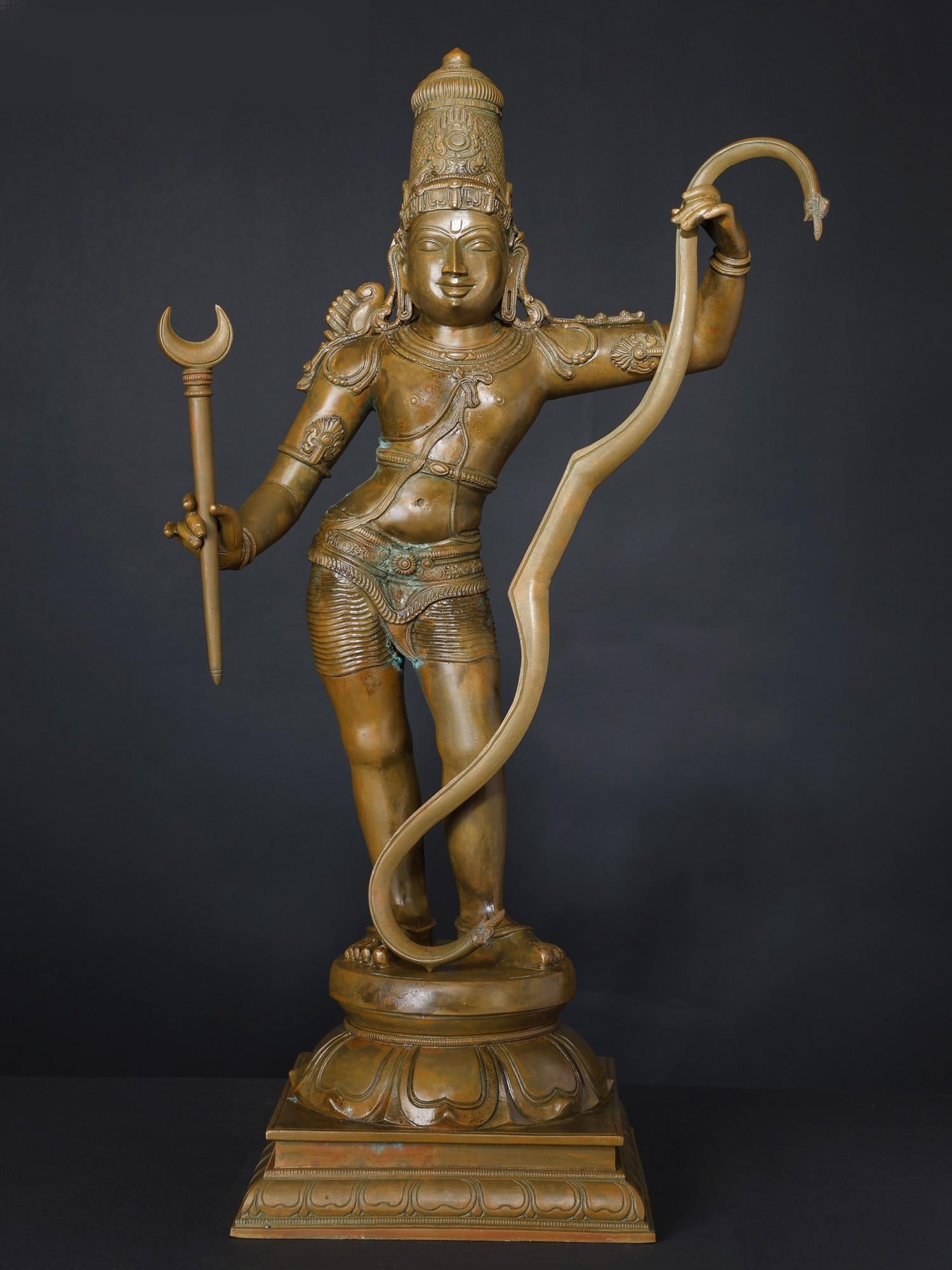 Kodanda Rama (Rama Holding his Bow) Bronze Statue: Description: Dedicated to the temple of Kothandaramar in Kanchipuram, belonging to the "Kodanda-Pani Rama" (Rama holding his Kodanda Dhanush or bow) form of the Lord, Chola King Parantaka I’s inscri