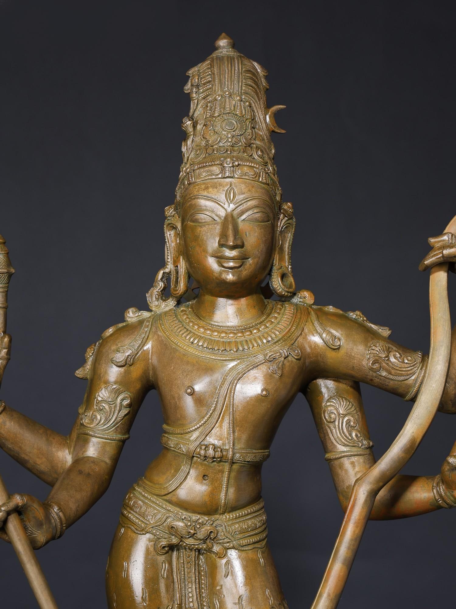 Superfine Pinaka-Dhara Shiva Bronze Statue - 2
