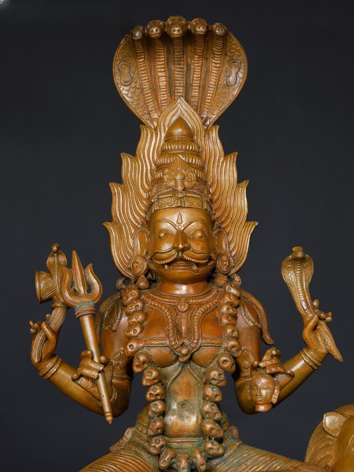 20" Superfine Goddess Pratyangira (Atharvana Bhadrakali) /Artisans Bronze Statue - 2