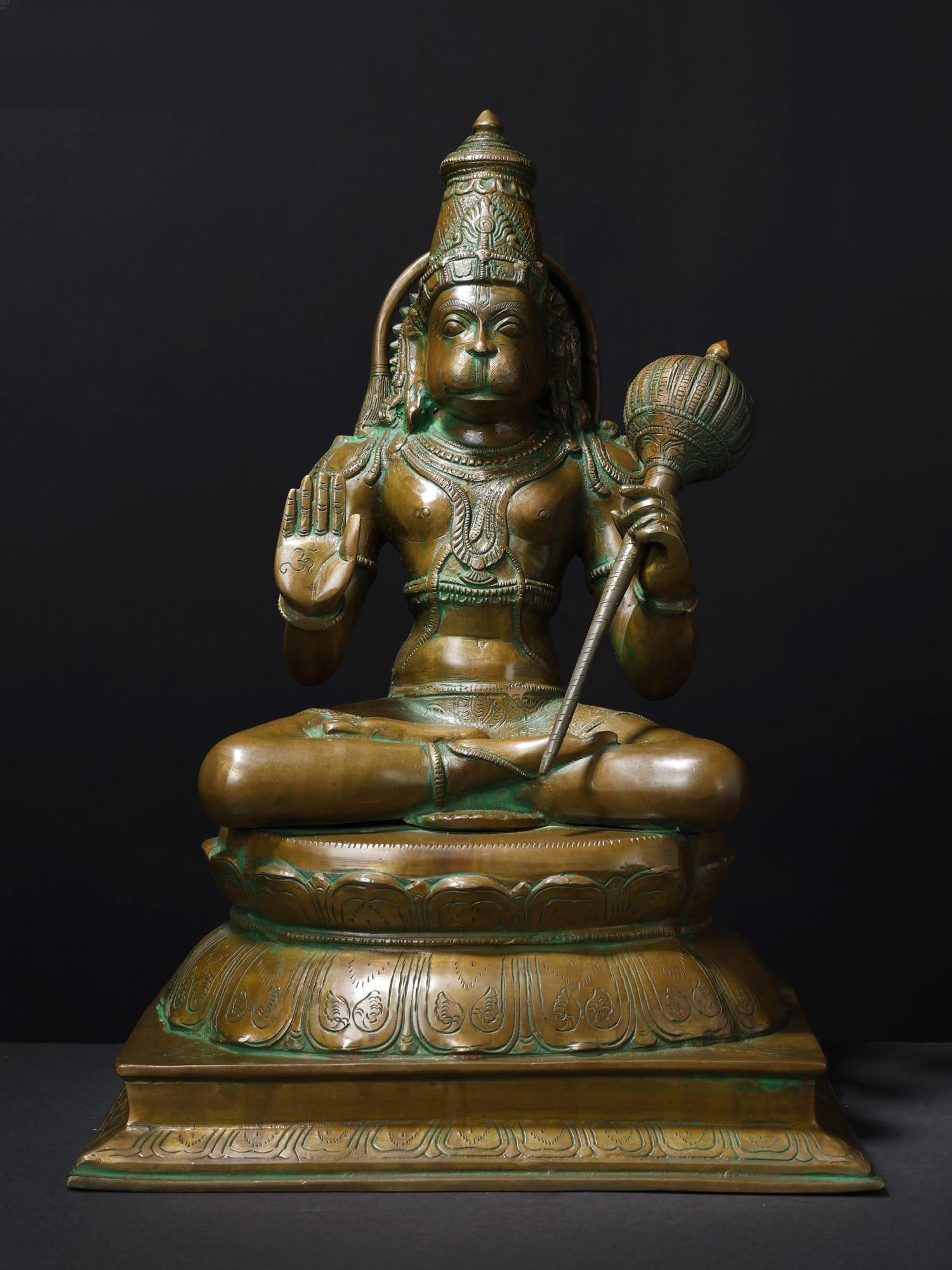 18" Sitting Lord Hanuman in Blessing Gesture /Brass Statue: Description: --- Additional Information: itemcode: DDM317 Reserve: $1,030.00 Shipping: Domestic: Shipping rates are determined by destination International: Foreign shipping rates are determined by