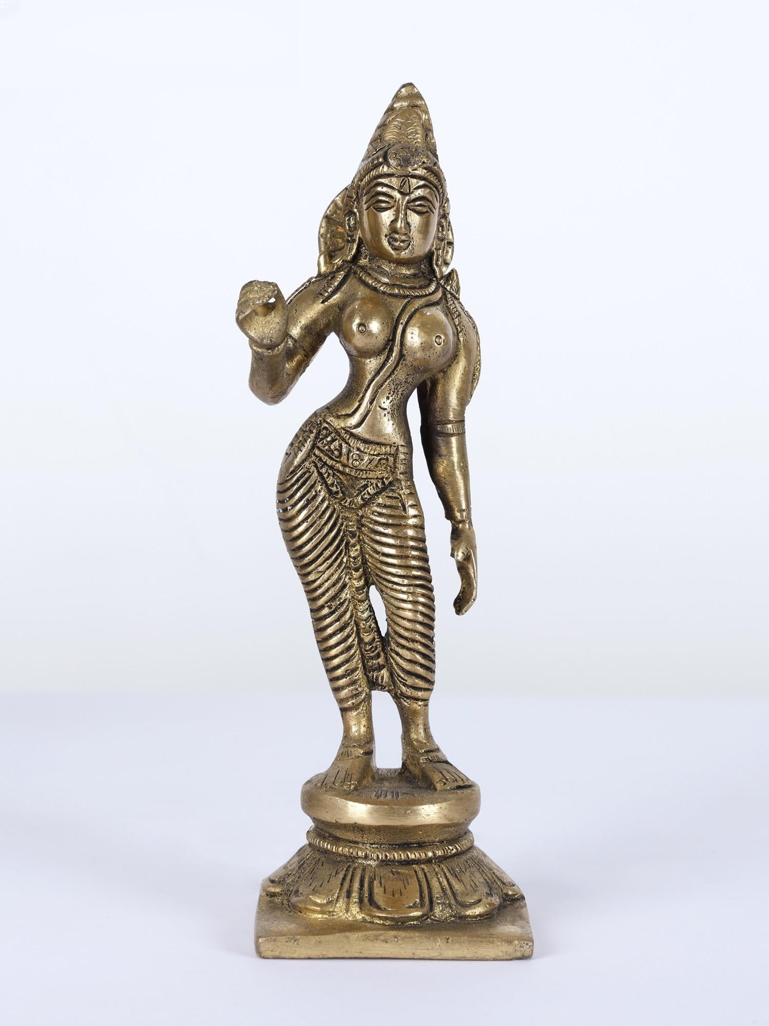 8" Goddess Uma (Parvati) Brass Statue /Religious Figurine (1 of 2)