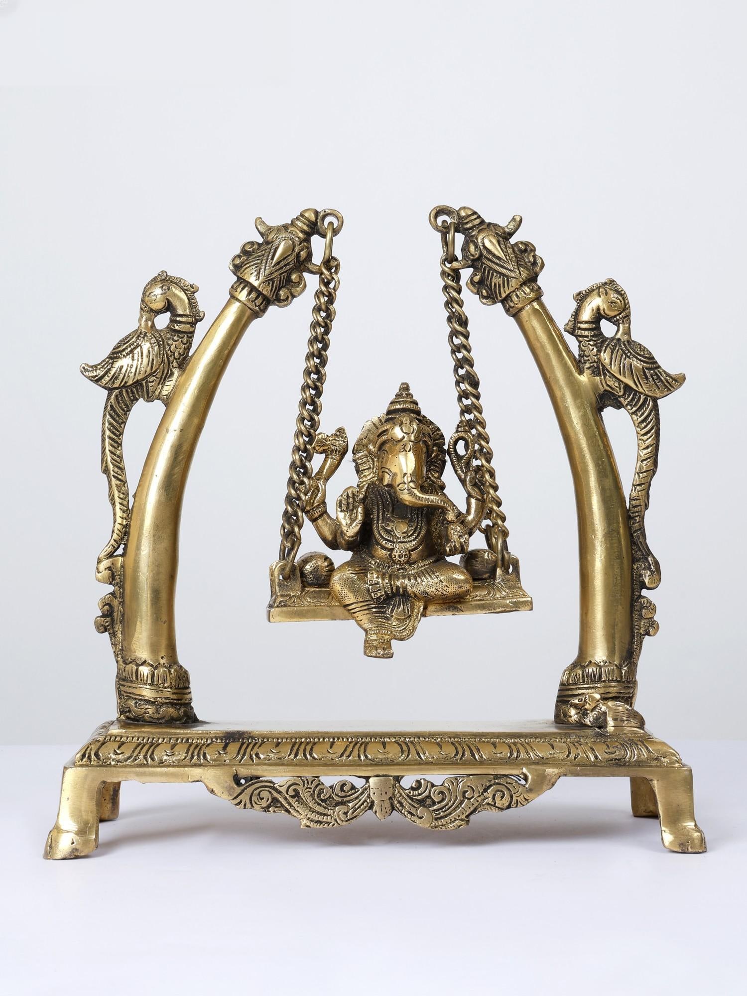 9" Blessing Lord Ganesha on Parrots Design Swing /Brass Statue: Description: --- Additional Information: itemcode: DDM339 Reserve: $176.00 Shipping: Domestic: Shipping rates are determined by destination International: Foreign shipping rates are determined by