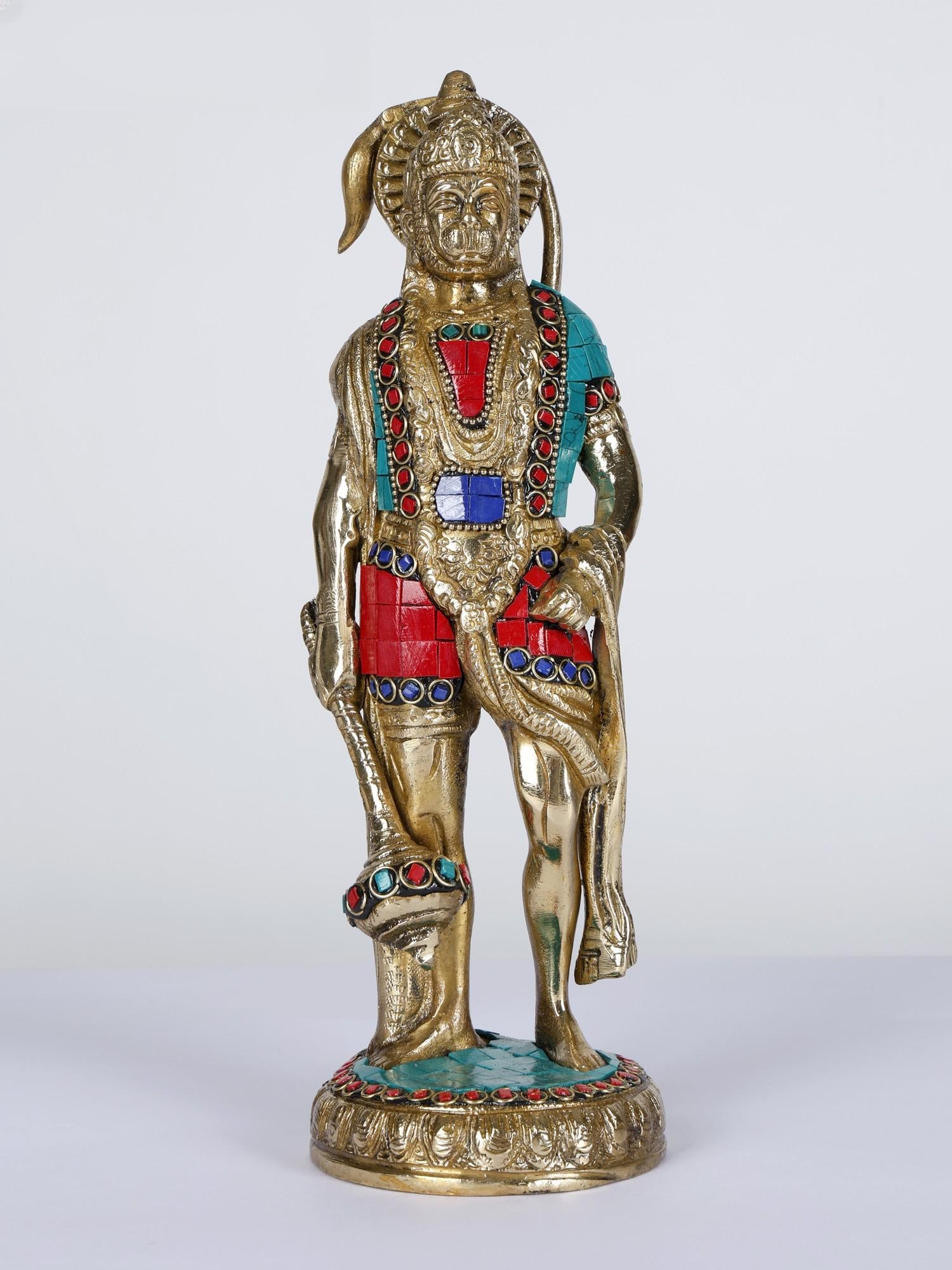 10" Standing Lord Hanuman /Brass Statue with Inlay Work: Description: --- Additional Information: itemcode: DDM374 Reserve: $171.00 Shipping: Domestic: Shipping rates are determined by destination International: Foreign shipping rates are determined by dest