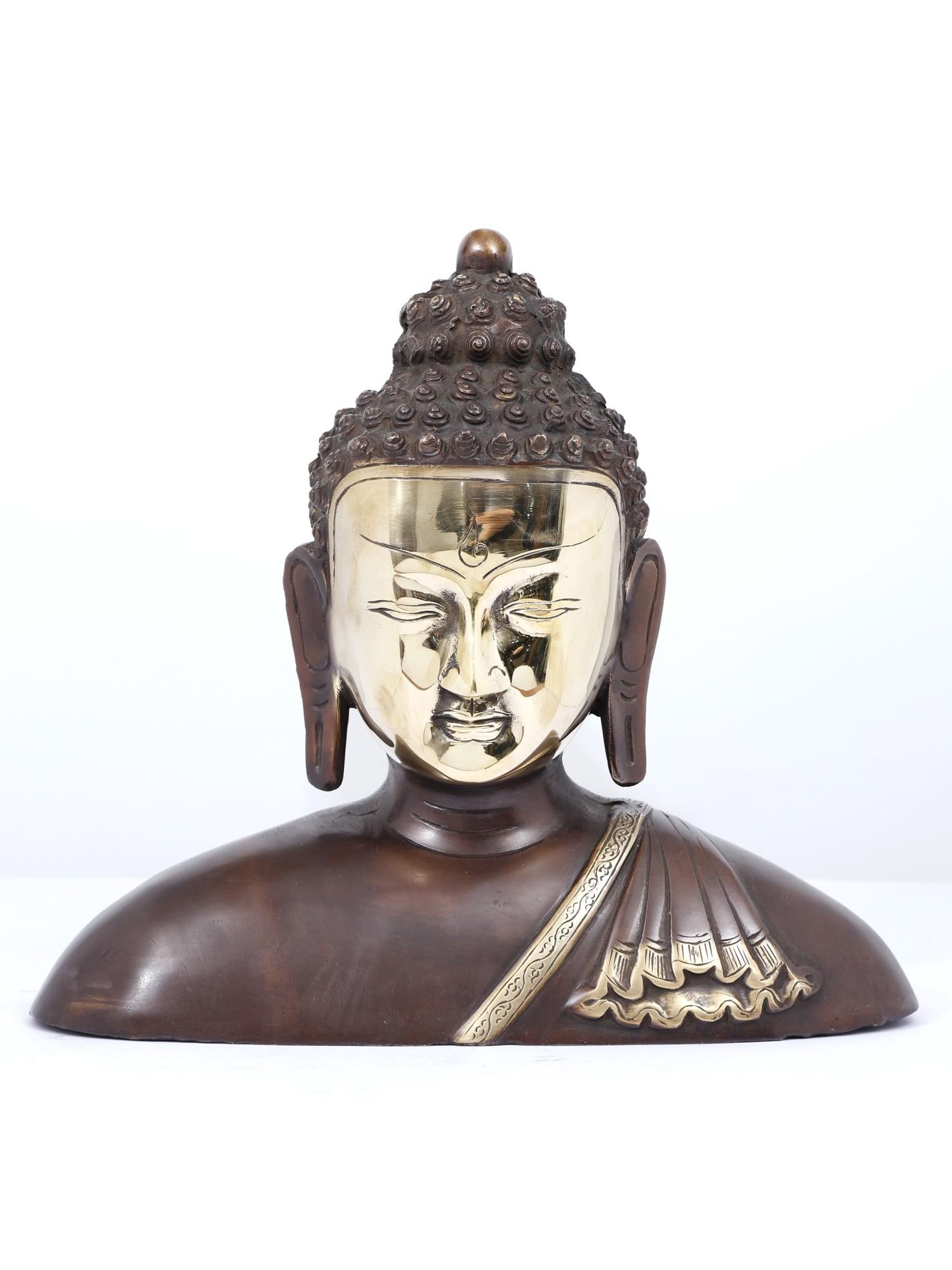 12" Lord Buddha Bust in Brass /Housewarming Gift (1 of 2)
