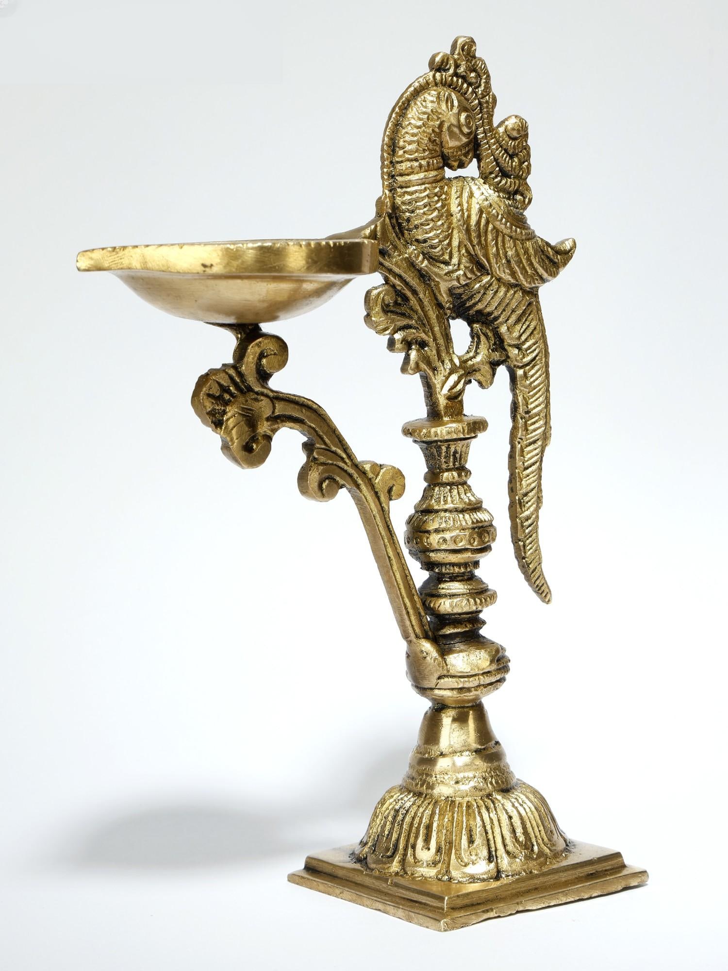 7" Designer Peacock Lamp in Brass - 2