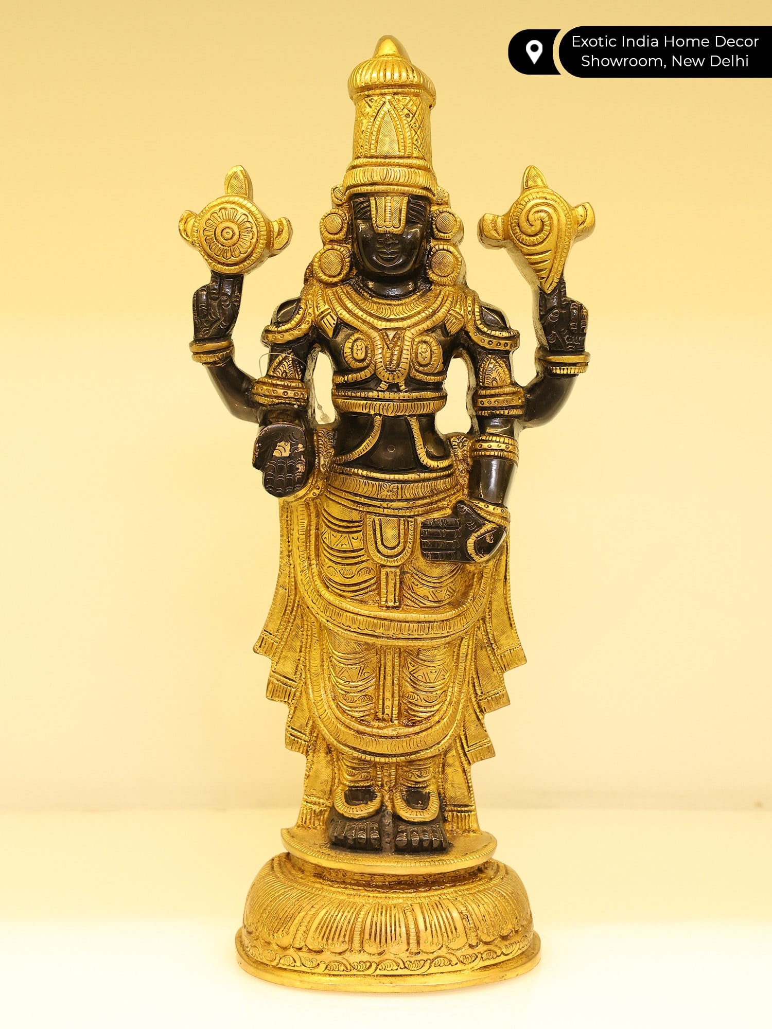 16" Tirupati Balaji (Venkateshvara) /Wall Hanging Statue in Brass - 2