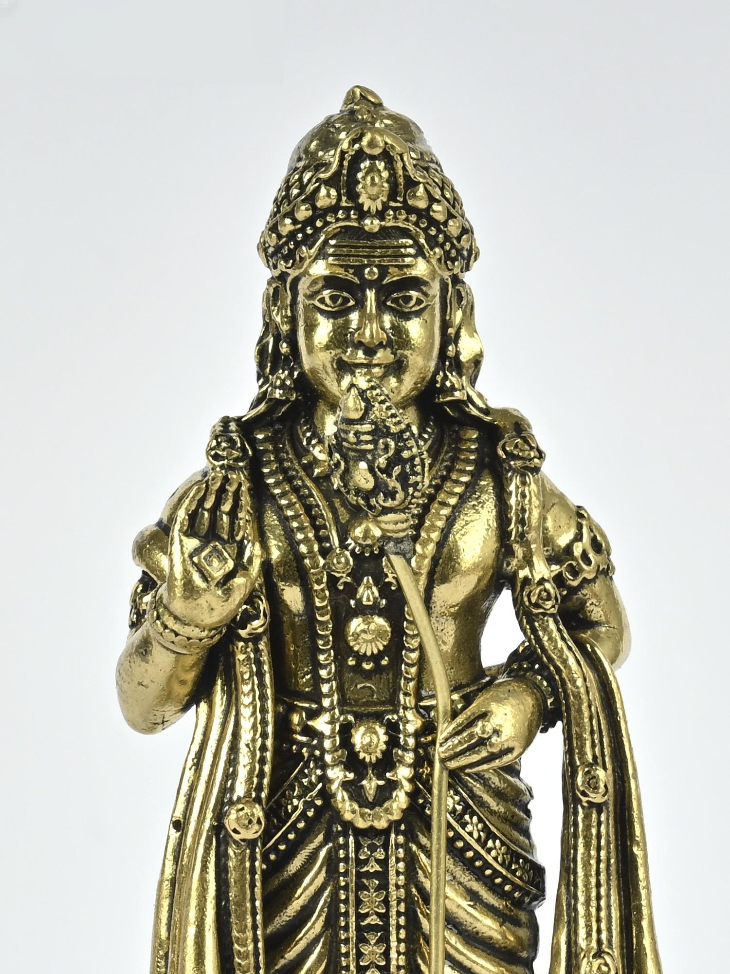 Small Superfine Standing Lord Karttikeya Brass Statue with Peacock /Multiple Sizes - 2