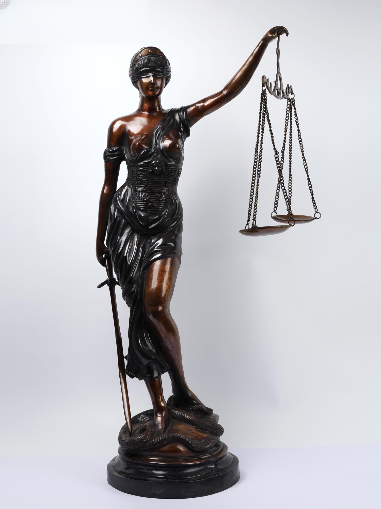46" Lady of Justice with Scale and Sword in Hands /Large Size Brass Statue: Description: --- Additional Information: itemcode: DDM660 Reserve: $5,124.00 Shipping: Domestic: Shipping rates are determined by destination International: Foreign shipping rates are determined by de