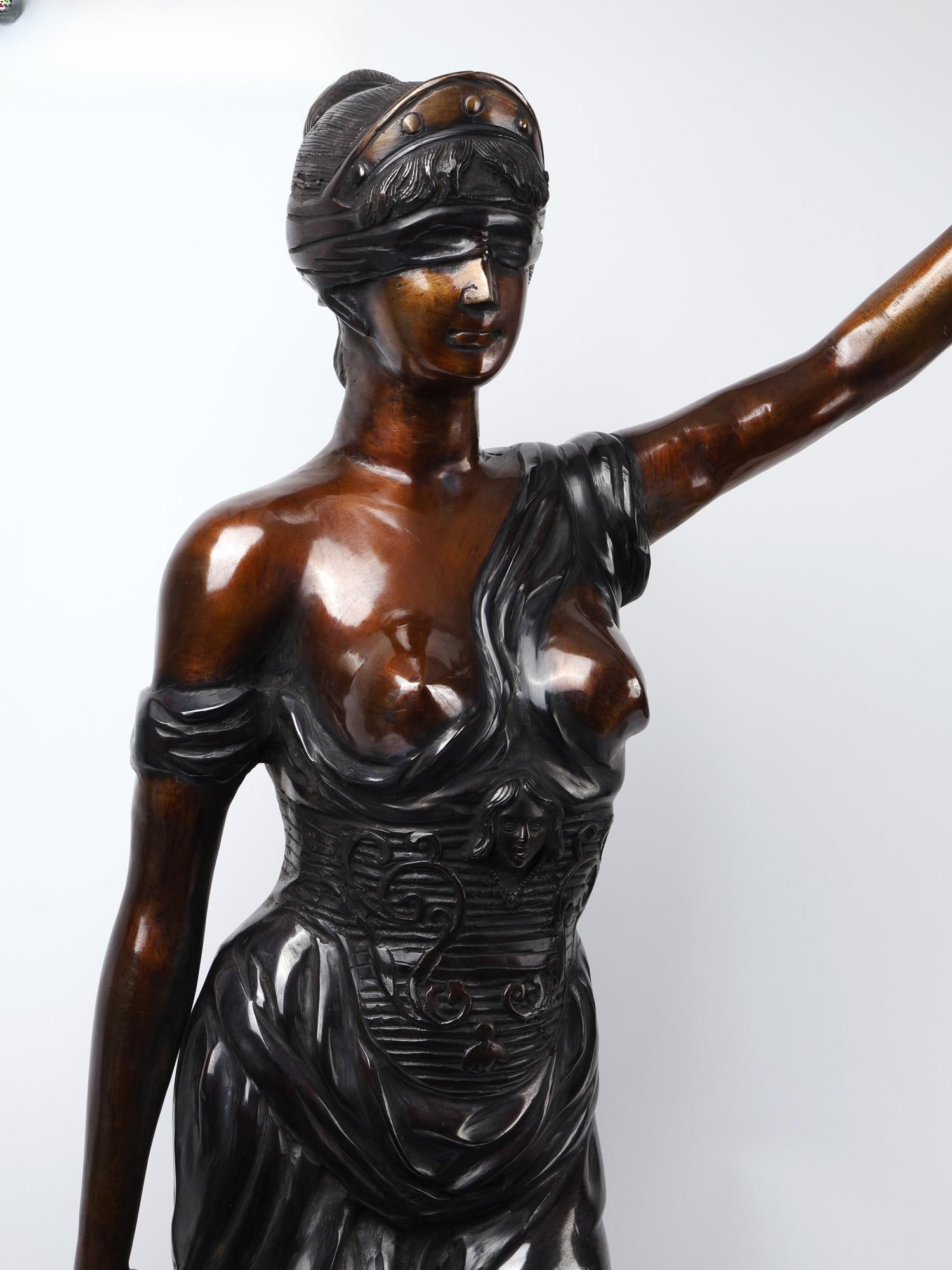 46" Lady of Justice with Scale and Sword in Hands /Large Size Brass Statue - 2