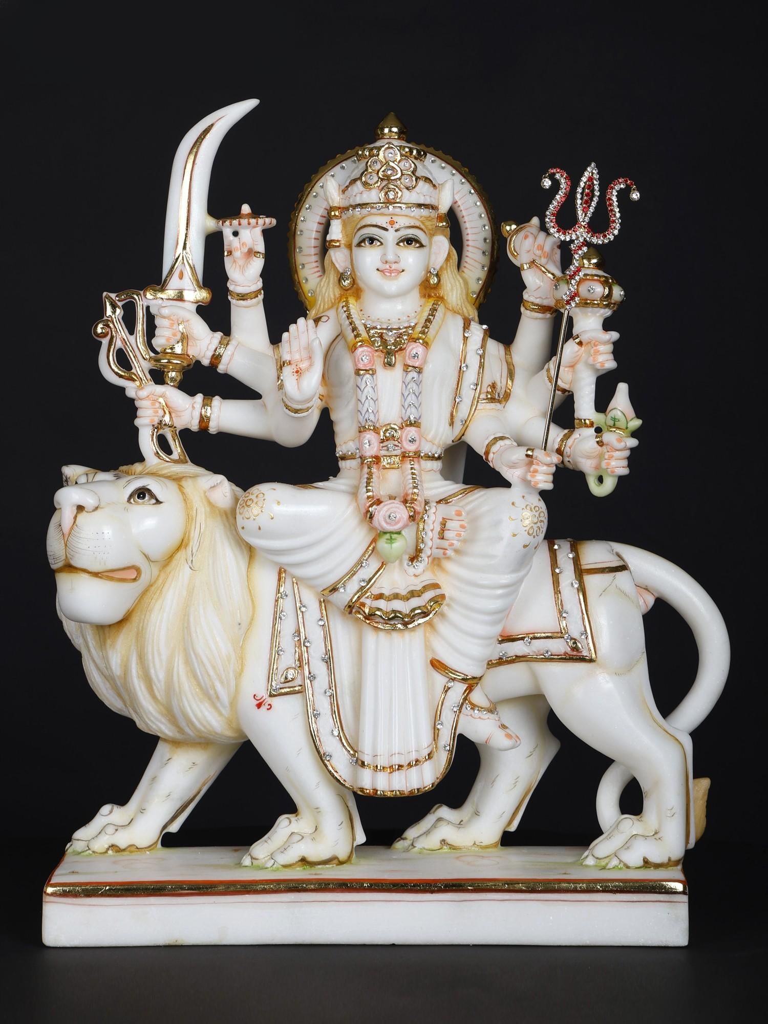 18" Ashtabhujadharini Goddess Durga (Sherawali Maa) /Marble Statue: Description: --- Additional Information: itemcode: DDM663 Reserve: $1,547.00 Shipping: Domestic: Shipping rates are determined by destination International: Foreign shipping rates are determined by de
