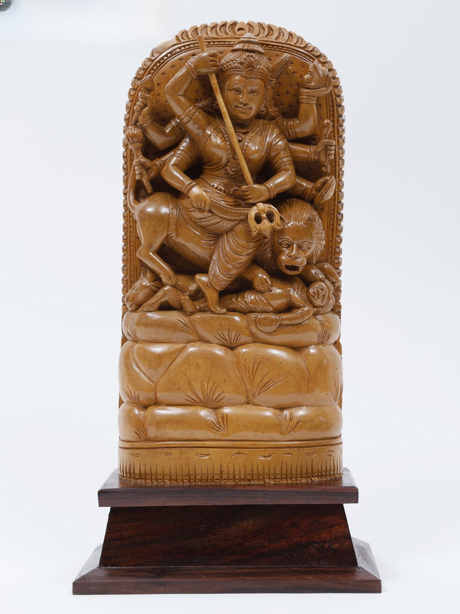 14" Mahishasuramardini (Goddess Durga) /Wood Carved Statue: Description: --- Additional Information: itemcode: DDM670 Reserve: $305.00 Shipping: Domestic: Shipping rates are determined by destination International: Foreign shipping rates are determined by