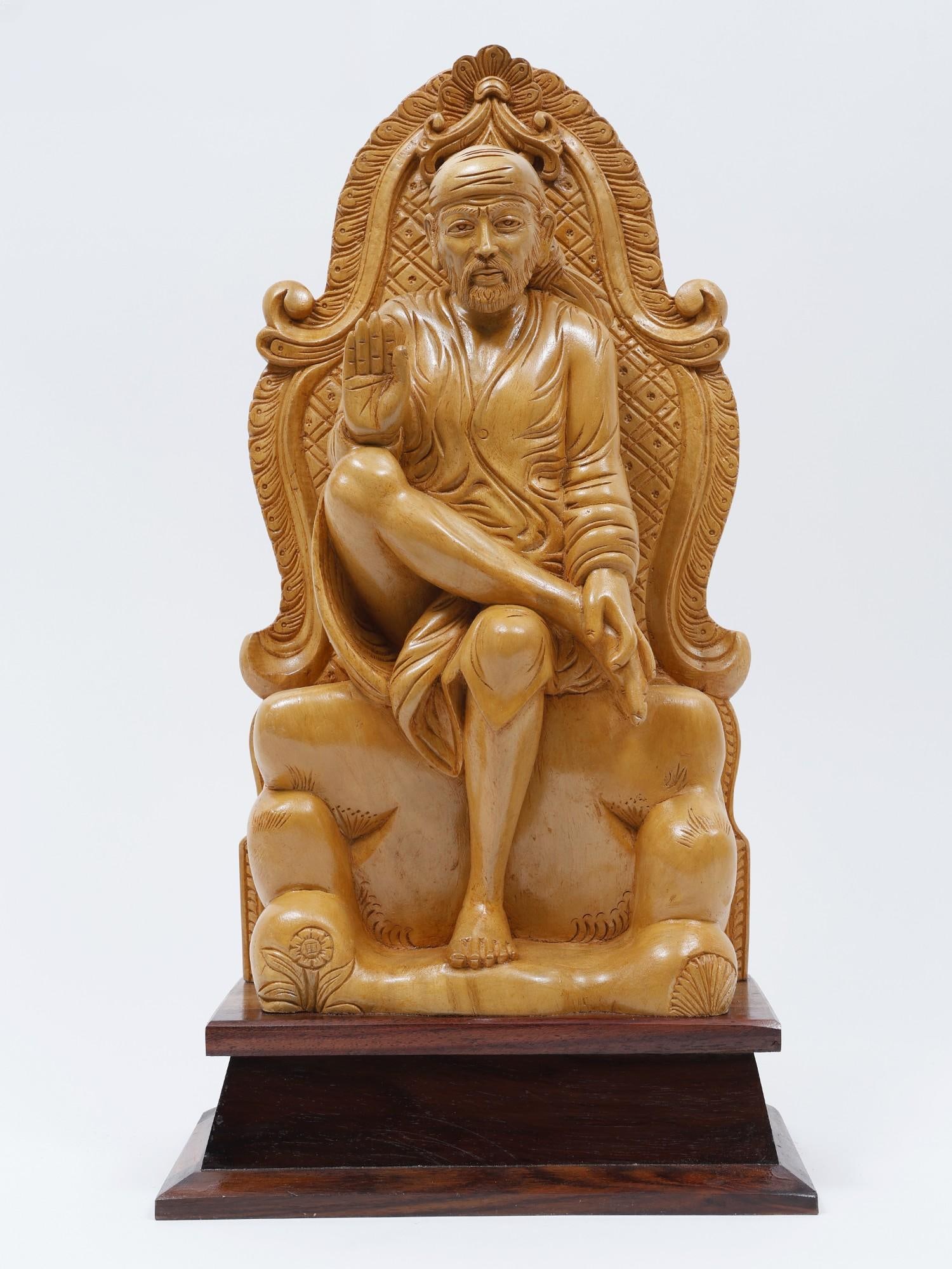 18" Blessing Sai Baba /Wood Carved Statue: Description: --- Additional Information: itemcode: DDM673 Reserve: $409.00 Shipping: Domestic: Shipping rates are determined by destination International: Foreign shipping rates are determined by