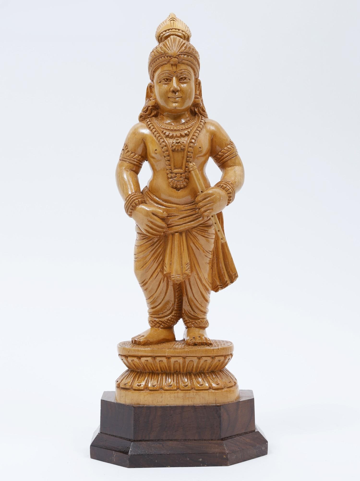 13" Standing Lord Krishna /Wood Carved Statue (1 of 2)