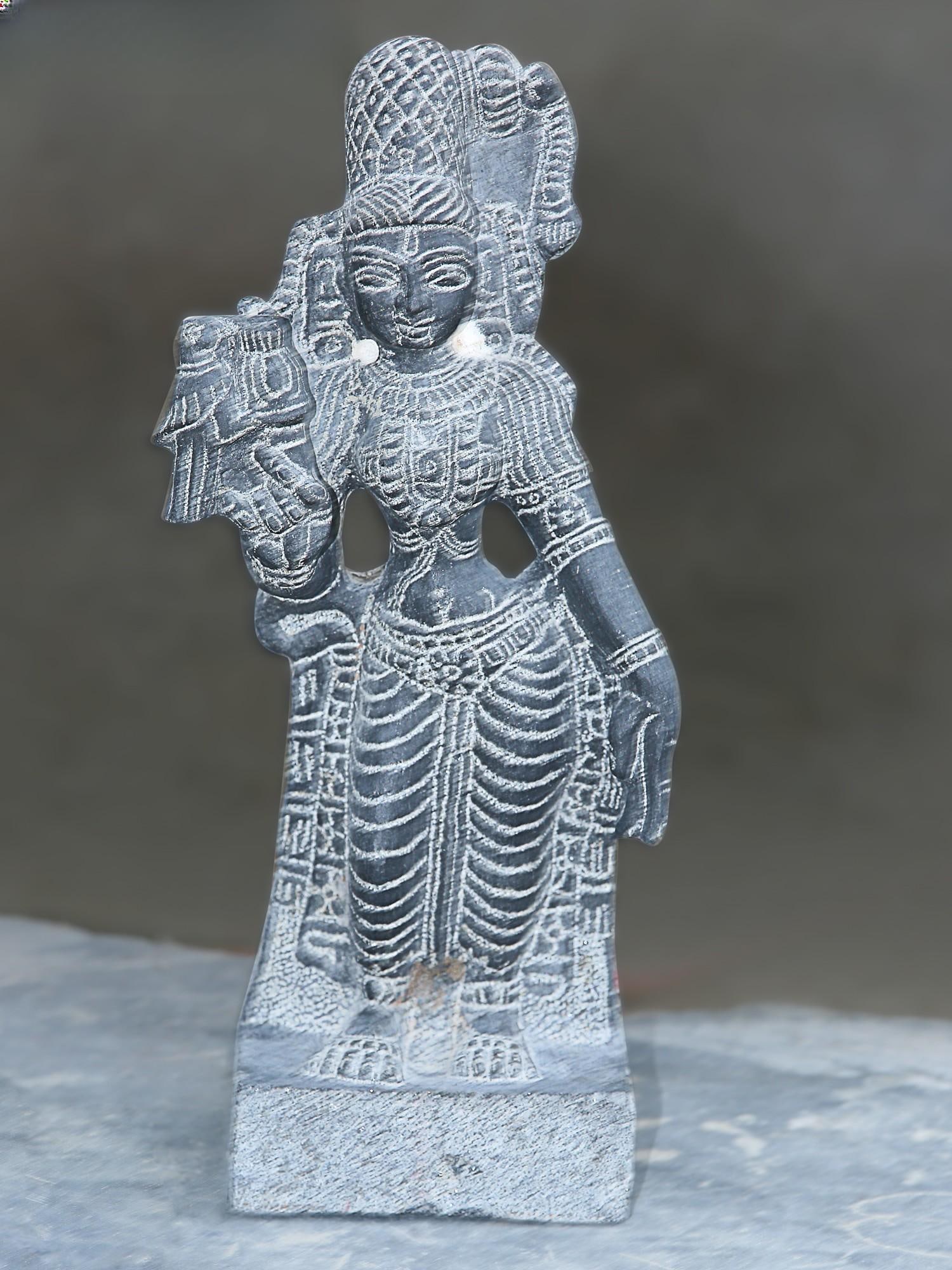 12" Standing Statue of Goddess Andal in Black Granite Stone (1 of 2)