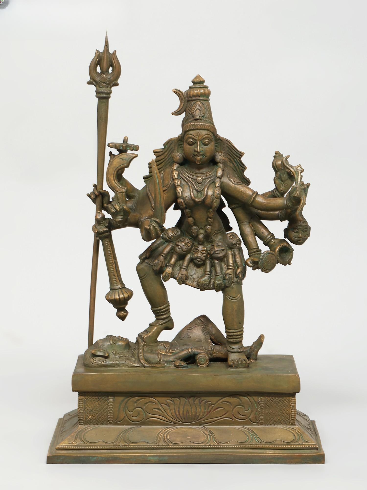 12" Goddess Kali Standing on Lord Shiva /Madhuchista Vidhana (Lost-Wax) /Panchaloha Bronze from (1 of 2)