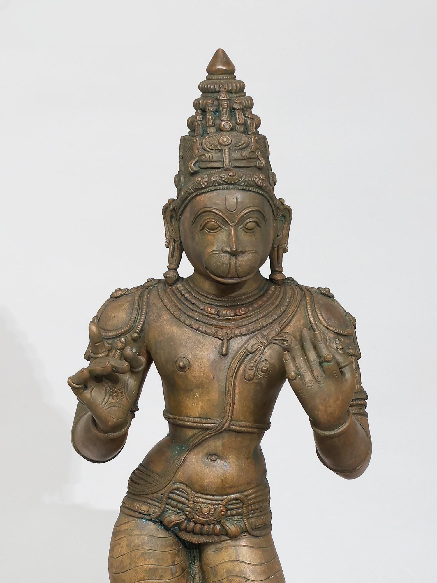 24" Standing Lord Hanuman /Madhuchista Vidhana (Lost-Wax) /Panchaloha Bronze from Swamimalai - 2