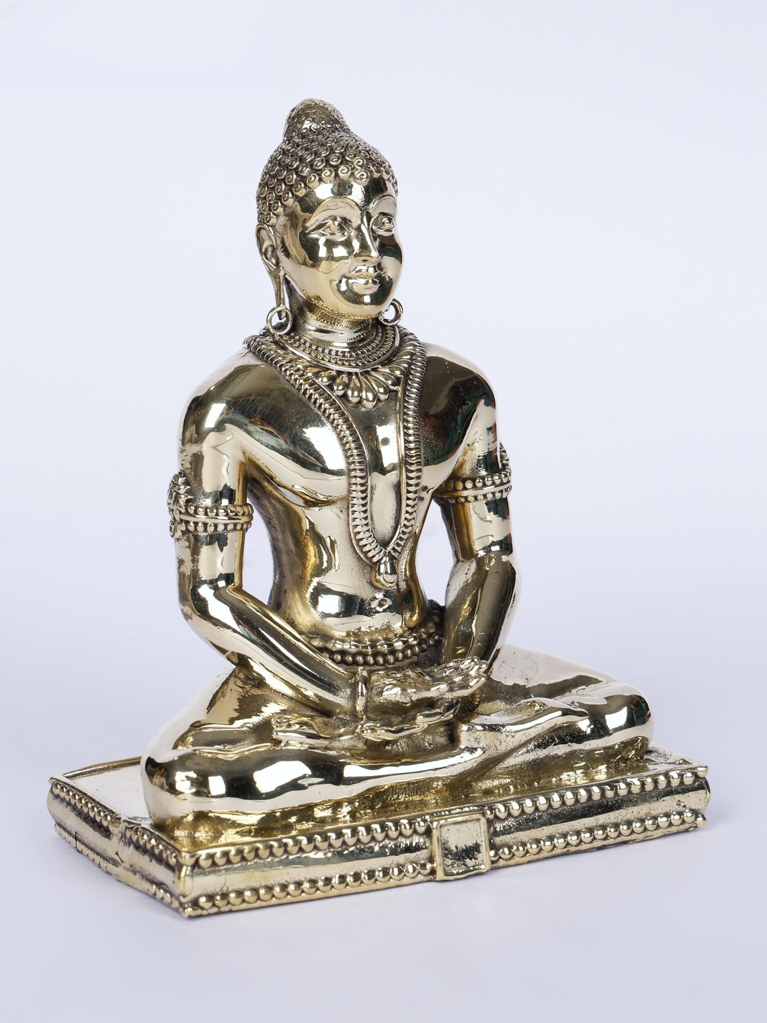 4" Superfine Mahavir Jain Brass Statue - 2