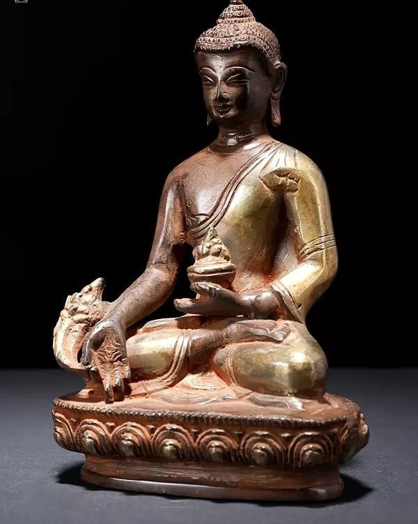 7" Brass Medicine Buddha Statue - 2