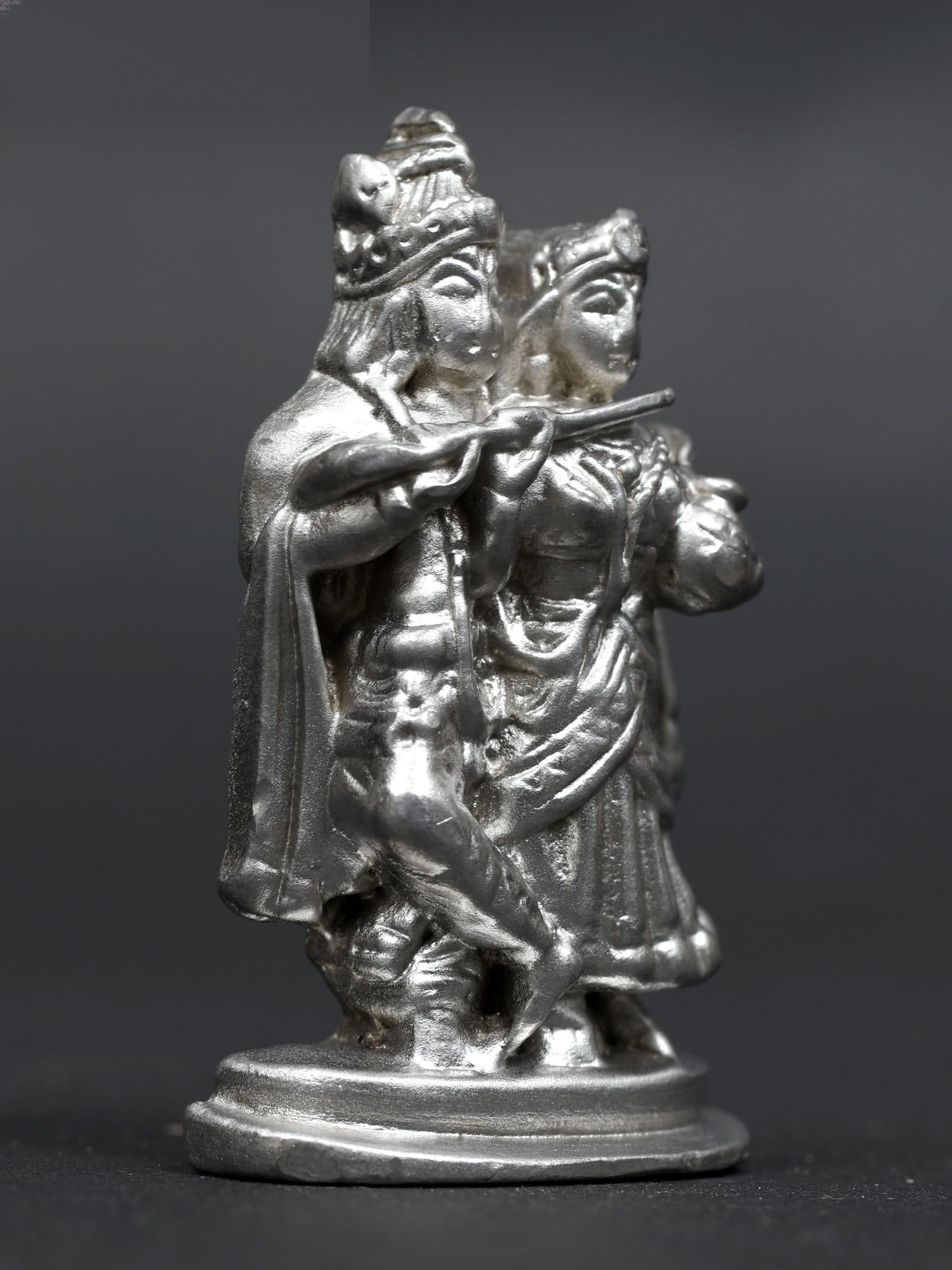 2" Fluting Radha-Krishna /Mercury Statue - 2