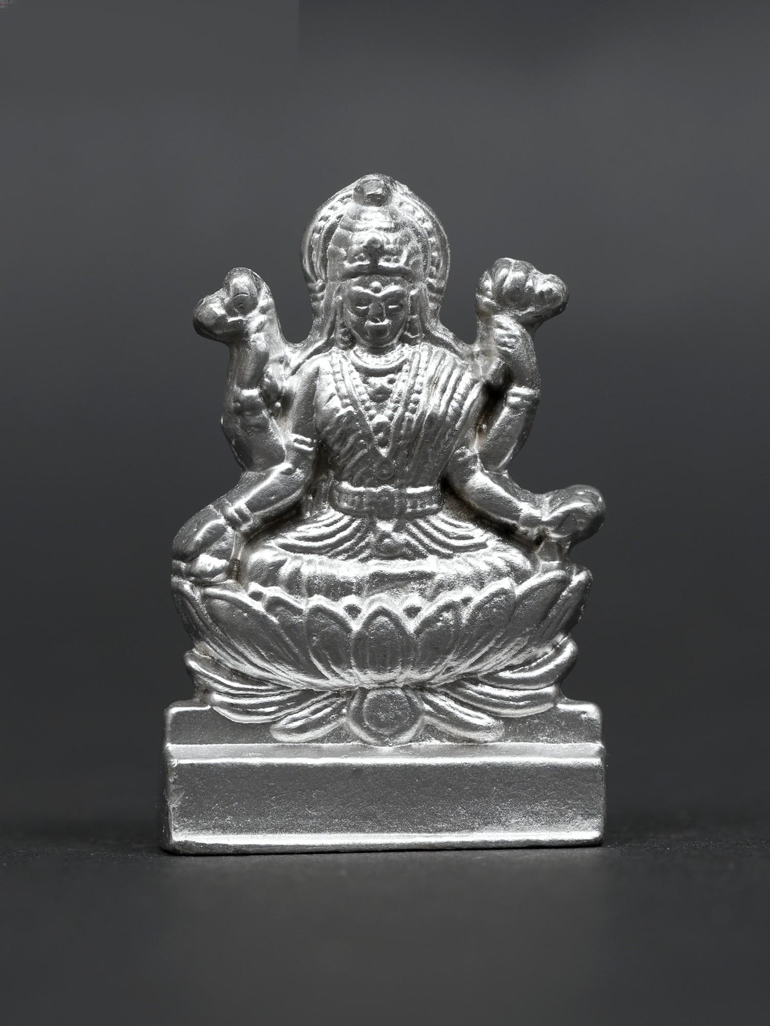 1" Small Goddess Lakshmi Seated on Lotus /Mercury Statue: Description: --- Additional Information: itemcode: DDM941 Reserve: $32.00 Shipping: Domestic: Shipping rates are determined by destination International: Foreign shipping rates are determined by