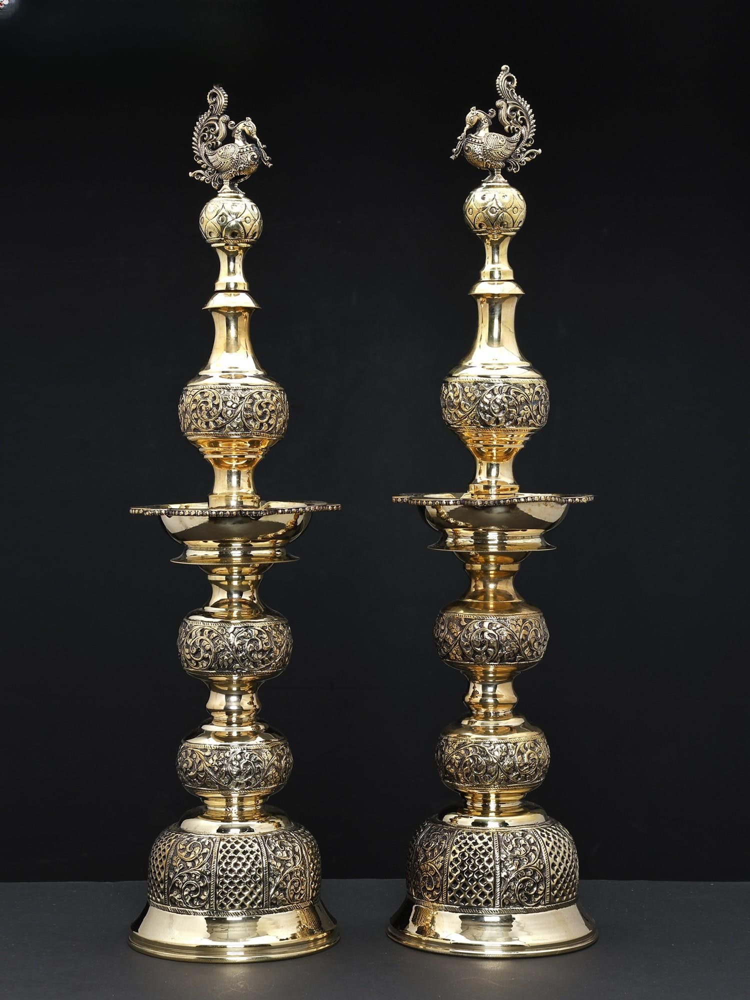 25" Pair of Superfine Peacock Lamps in Brass: Description: --- Additional Information: itemcode: DDN065 Reserve: $471.00 Shipping: Domestic: Shipping rates are determined by destination International: Foreign shipping rates are determined by