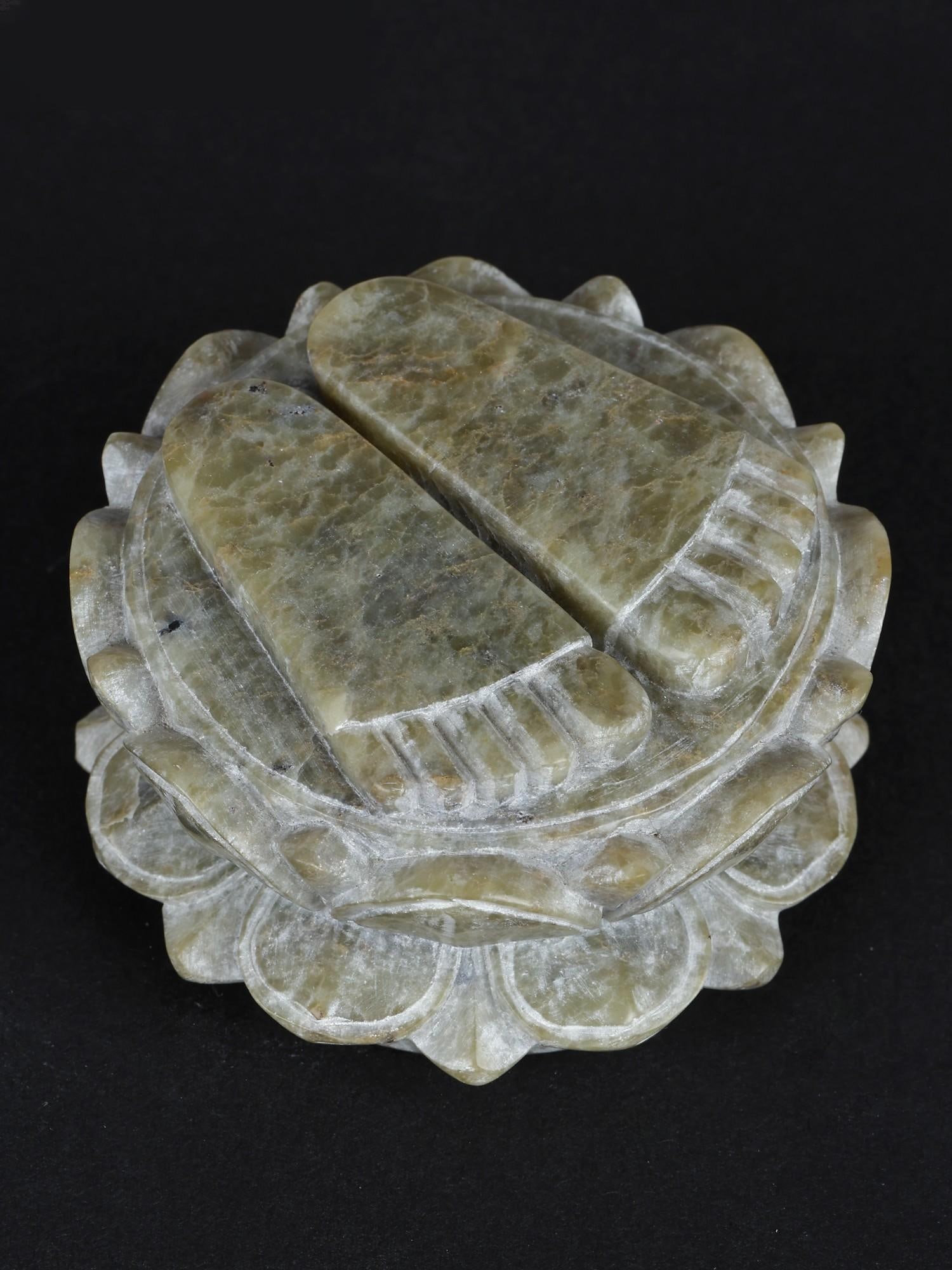 2" Small Hand Carved Charan Paduka on Double Lotus Pedestal from Banaras: Description: --- Additional Information: itemcode: DDN294 Reserve: $150.00 Shipping: Domestic: Shipping rates are determined by destination International: Foreign shipping rates are determined by