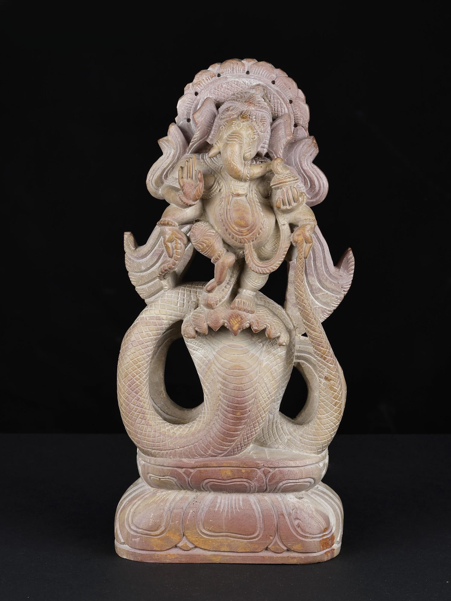 12" Lord Ganesha Dancing on Serpent /Stone Statue from Banaras: Description: --- Additional Information: itemcode: DDN297 Reserve: $409.00 Shipping: Domestic: Shipping rates are determined by destination International: Foreign shipping rates are determined by