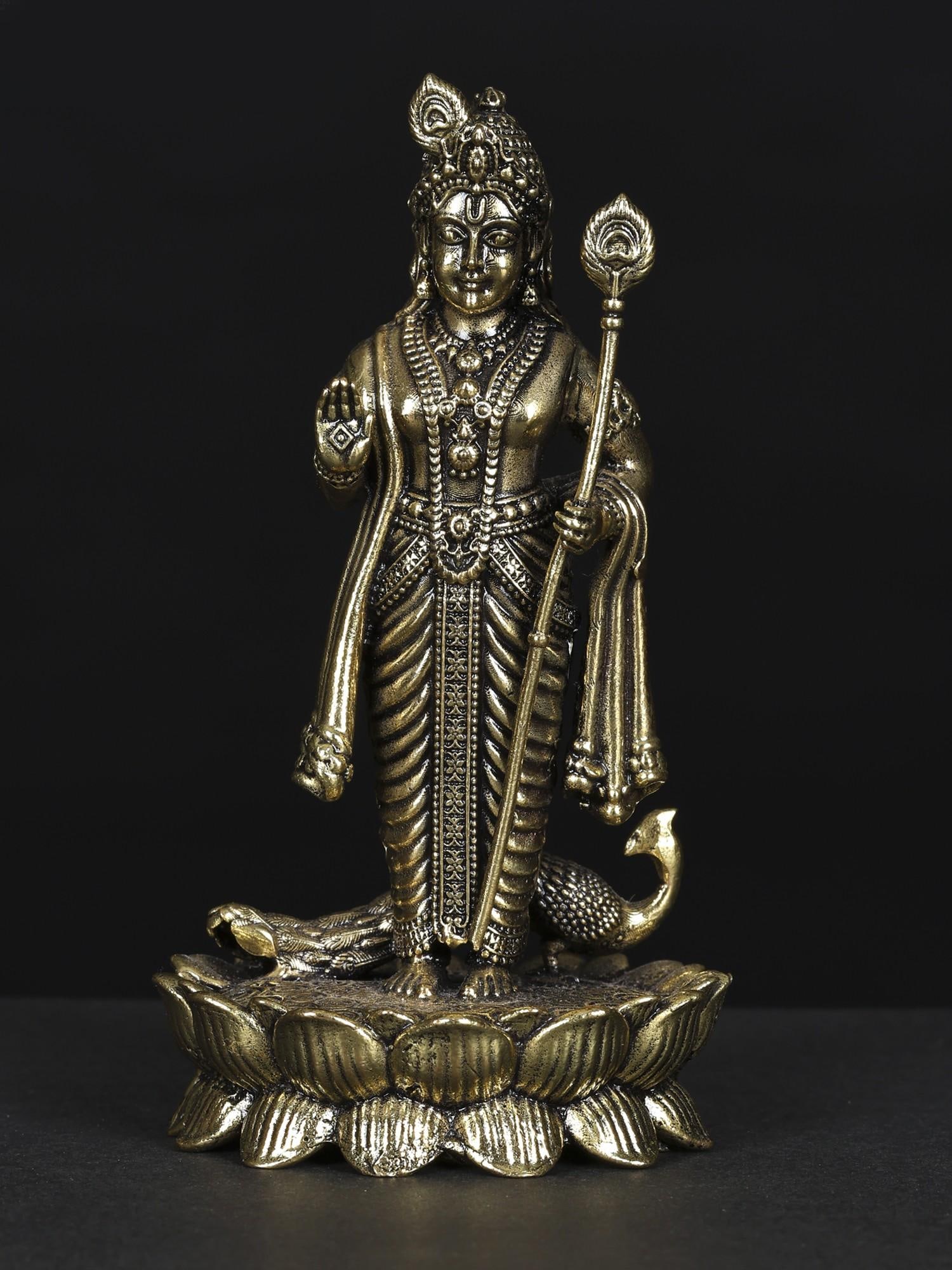 Small Superfine Standing Lord Murugan In Blessing Gesture /Brass Statue (1 of 2)