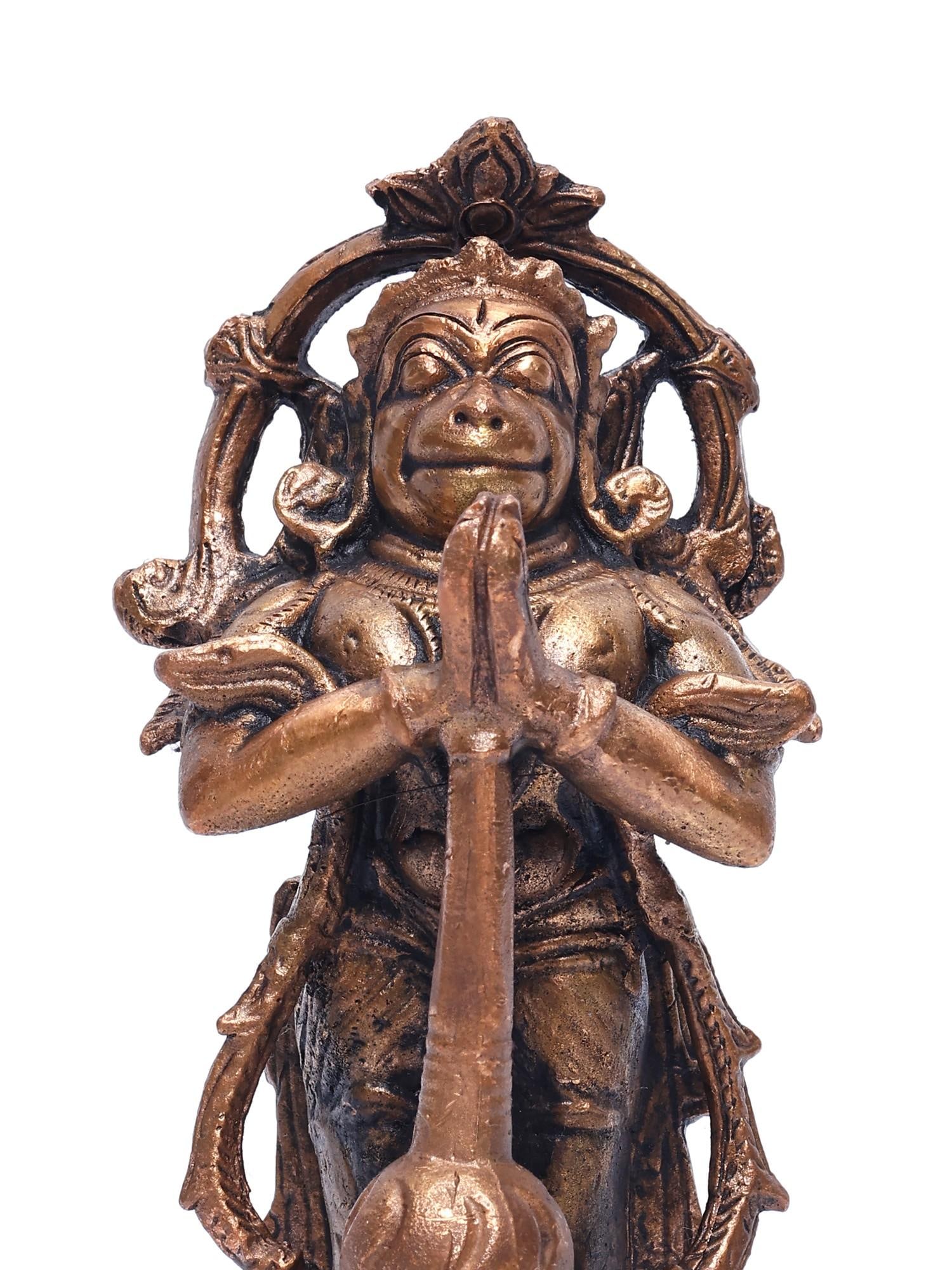 5" Small Standing Lord Hanuman /Copper Statue - 2