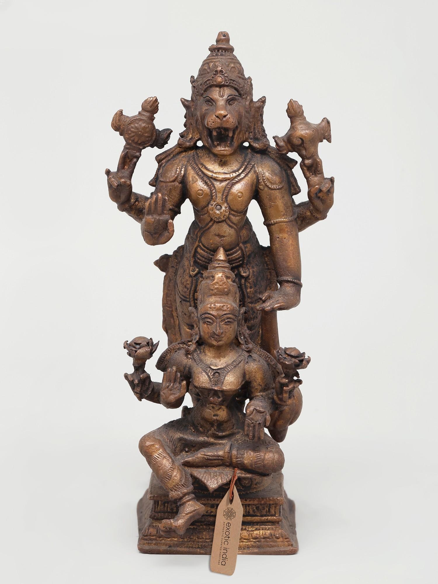 6" Small Standing Lord Narasimha with Goddess Lakshmi /Copper Statue: Description: --- Additional Information: itemcode: DDN562 Reserve: $171.00 Shipping: Domestic: Shipping rates are determined by destination International: Foreign shipping rates are determined by