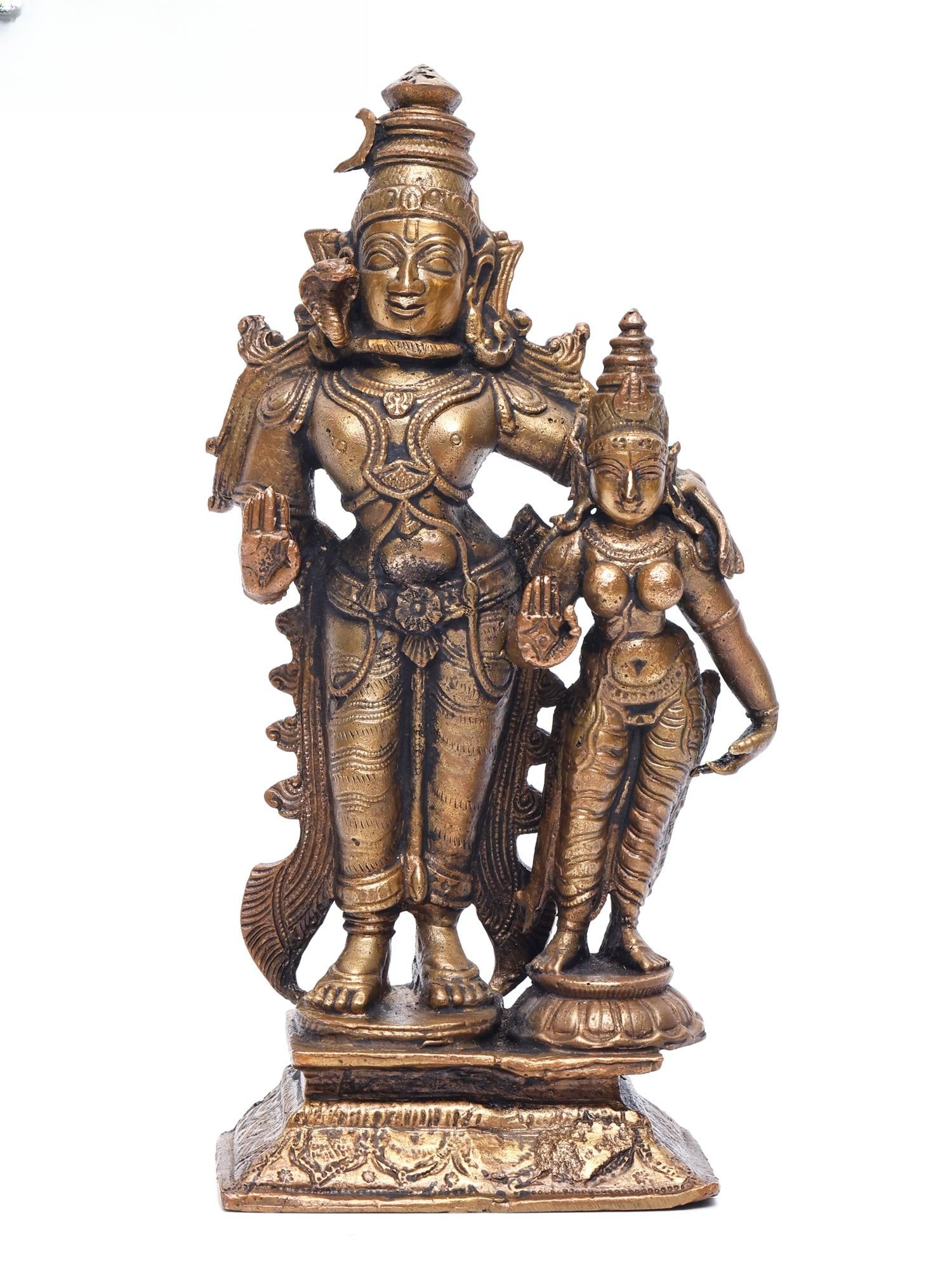 7" Standing Shiva-Parvati in Blessing Gesture /Copper Statue (1 of 2)