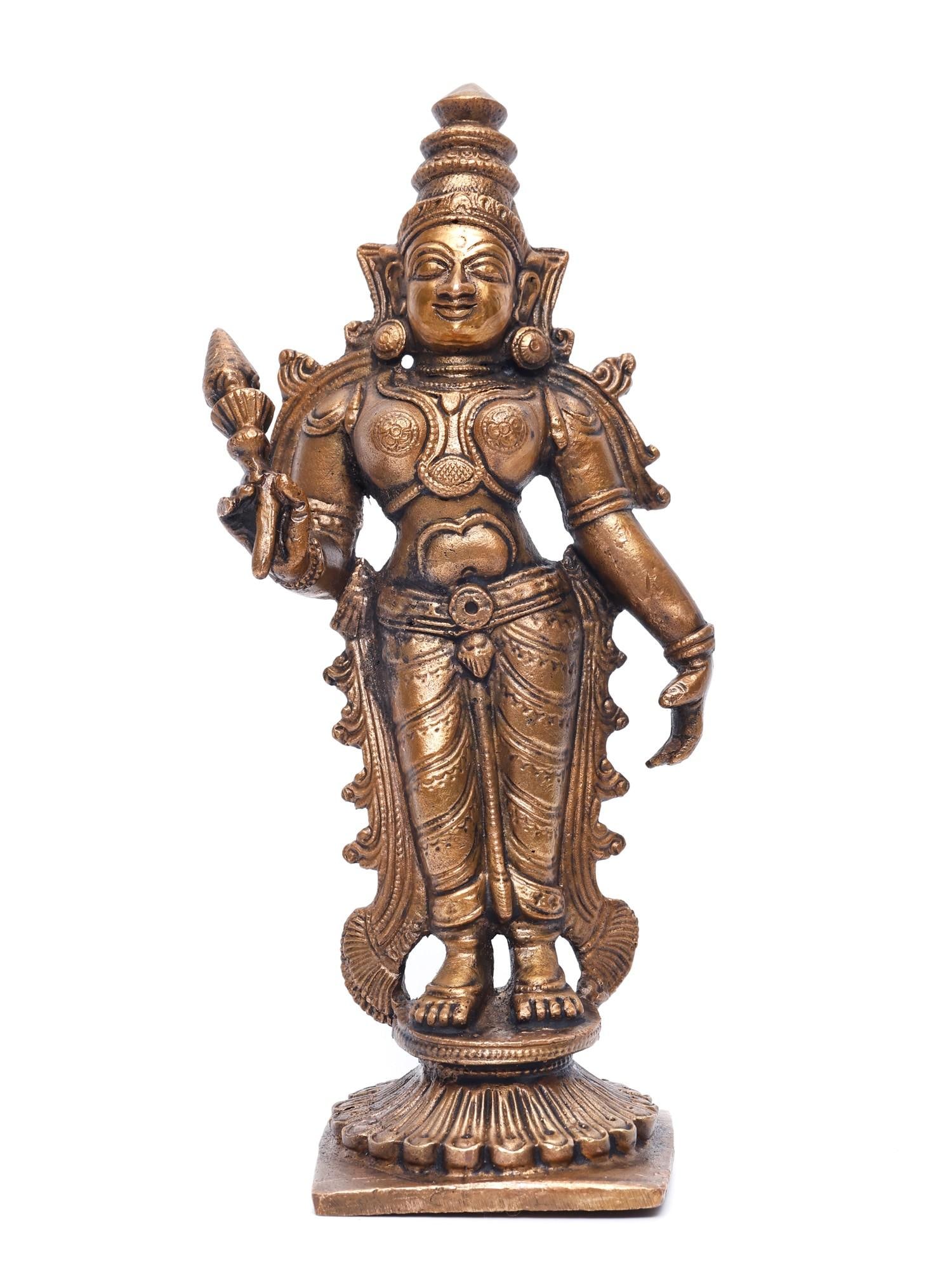 6" Standing Hindu Goddess Lakshmi /Copper Statue (1 of 2)