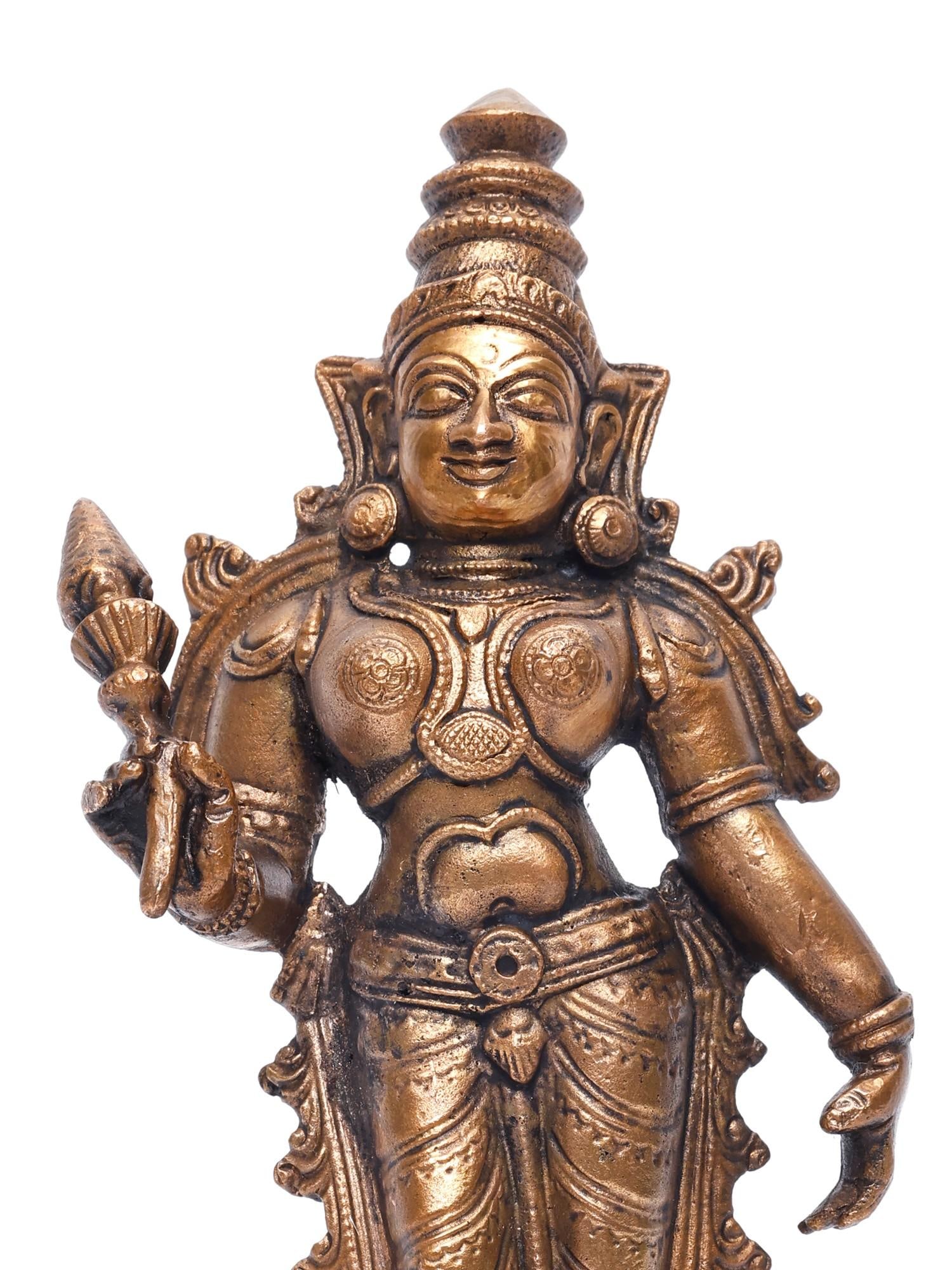 6" Standing Hindu Goddess Lakshmi /Copper Statue - 2