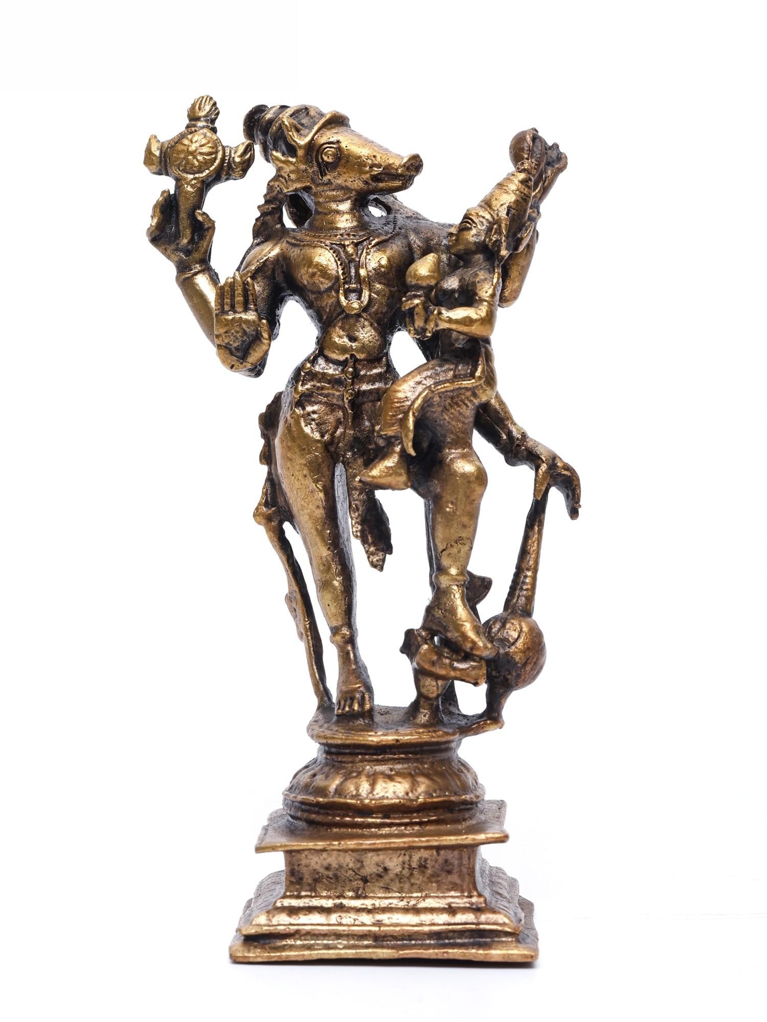 5" Small Lord Varaha with Devi Lakshmi /Copper Statue: Description: --- Additional Information: itemcode: DDN577 Reserve: $103.00 Shipping: Domestic: Shipping rates are determined by destination International: Foreign shipping rates are determined by dest