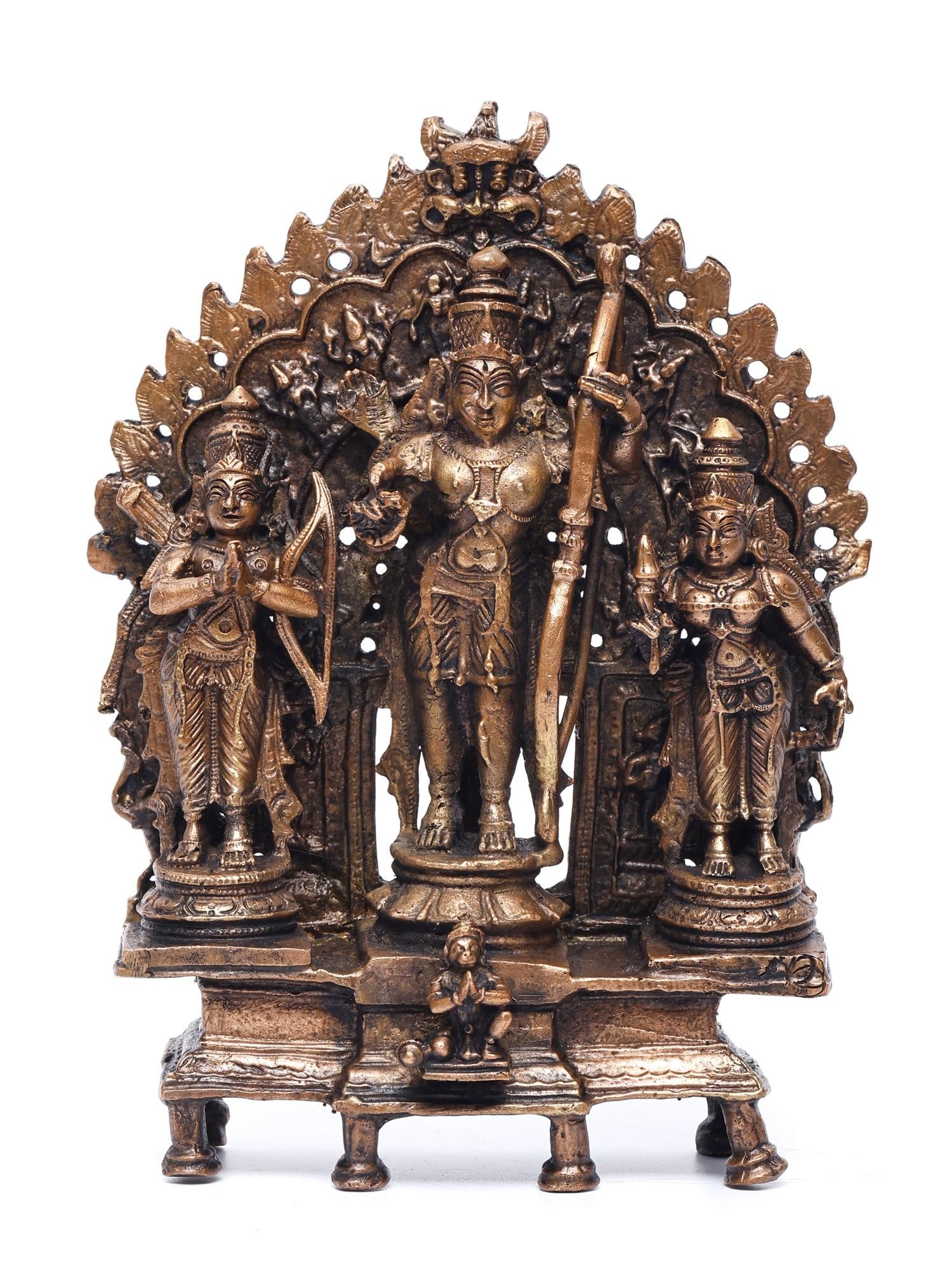 6" Small Shri Ram Darbar with Kirtimukha Prabhavali /Copper Statue: Description: --- Additional Information: itemcode: DDN580 Reserve: $243.00 Shipping: Domestic: Shipping rates are determined by destination International: Foreign shipping rates are determined by dest