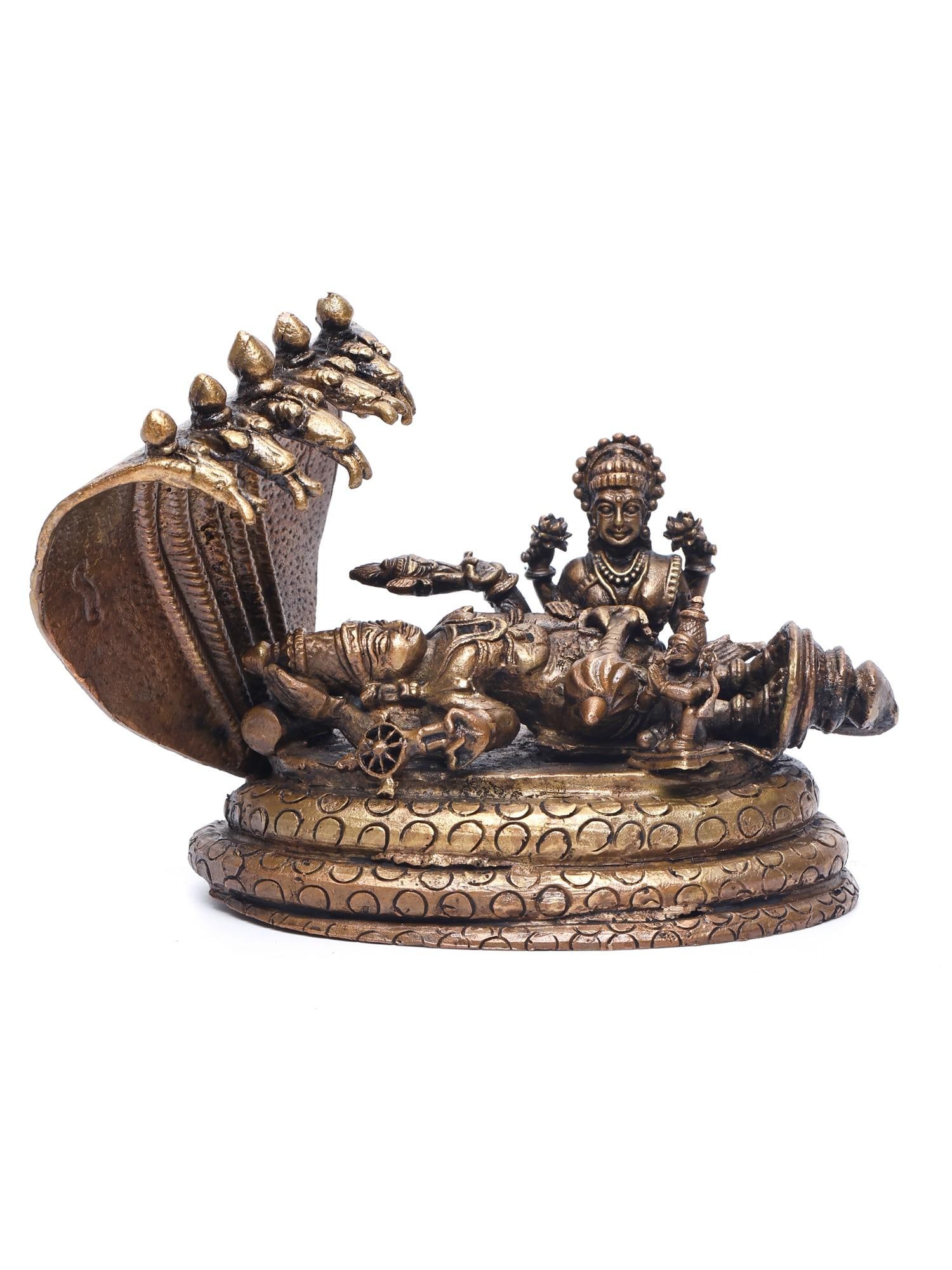6" Small Shesha-Shayi Lord Vishnu with Devi Lakshmi and Garuda /Copper Statue: Description: --- Additional Information: itemcode: DDN583 Reserve: $259.00 Shipping: Domestic: Shipping rates are determined by destination International: Foreign shipping rates are determined by dest