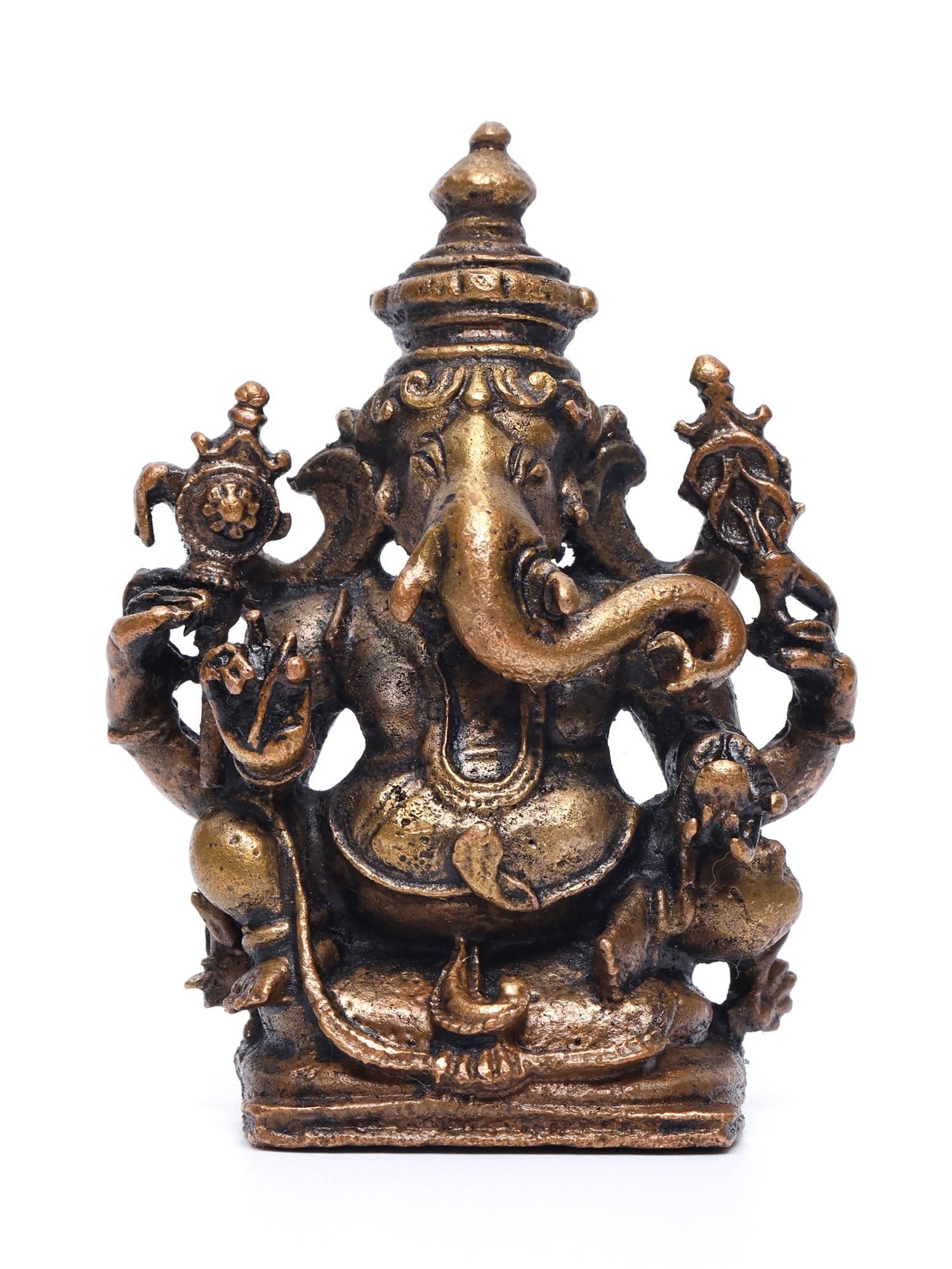 2" Small Chaturbhuja Lord Ganesha /Copper Statue (1 of 2)