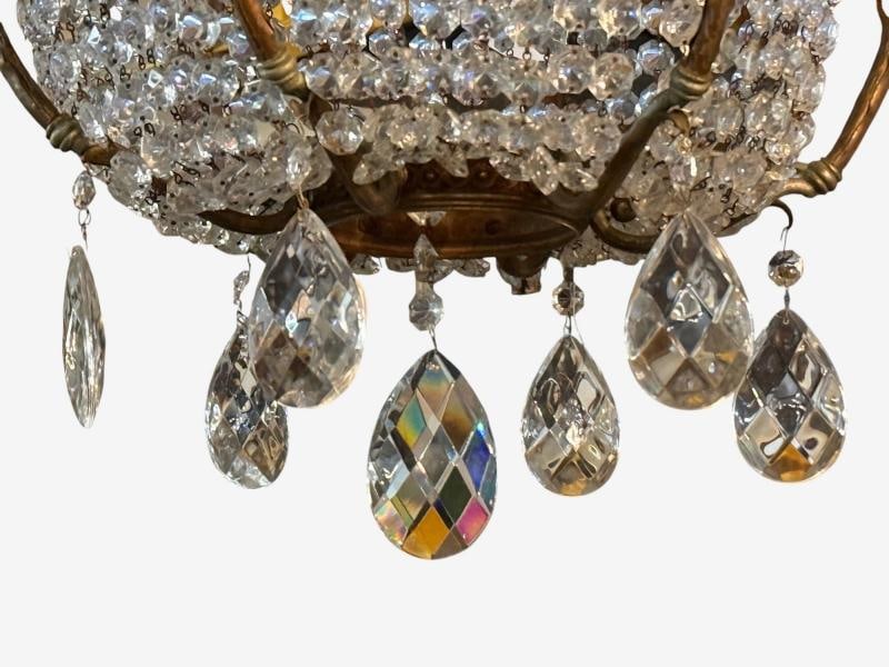 French Empire, Thirteen Light Basket Chandelier, Bronze, Crystal, France, 19th C - 10