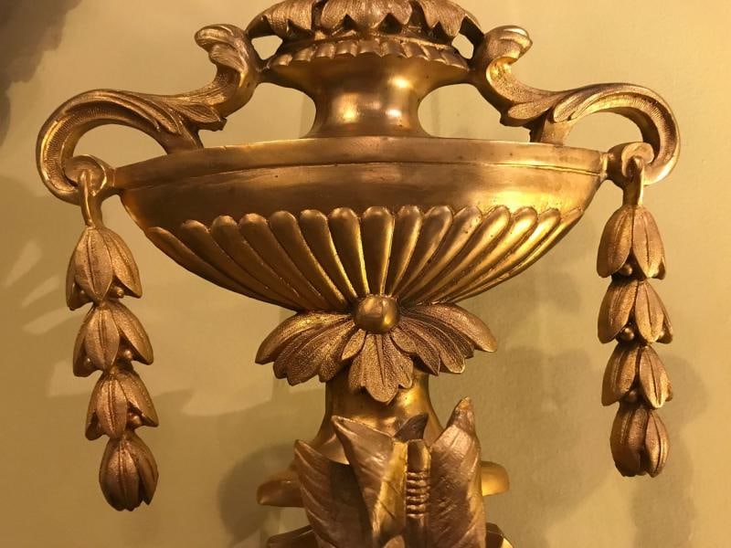 Pair of Bronze Three-Light Sconces in an Urn Form - 10