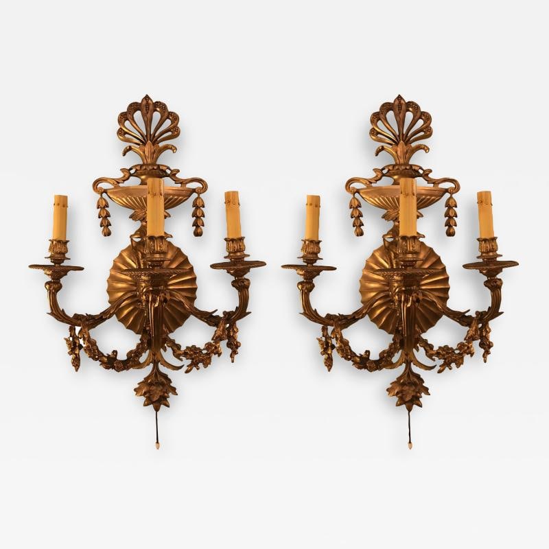 Pair of Bronze Three-Light Sconces in an Urn Form (1 of 10)