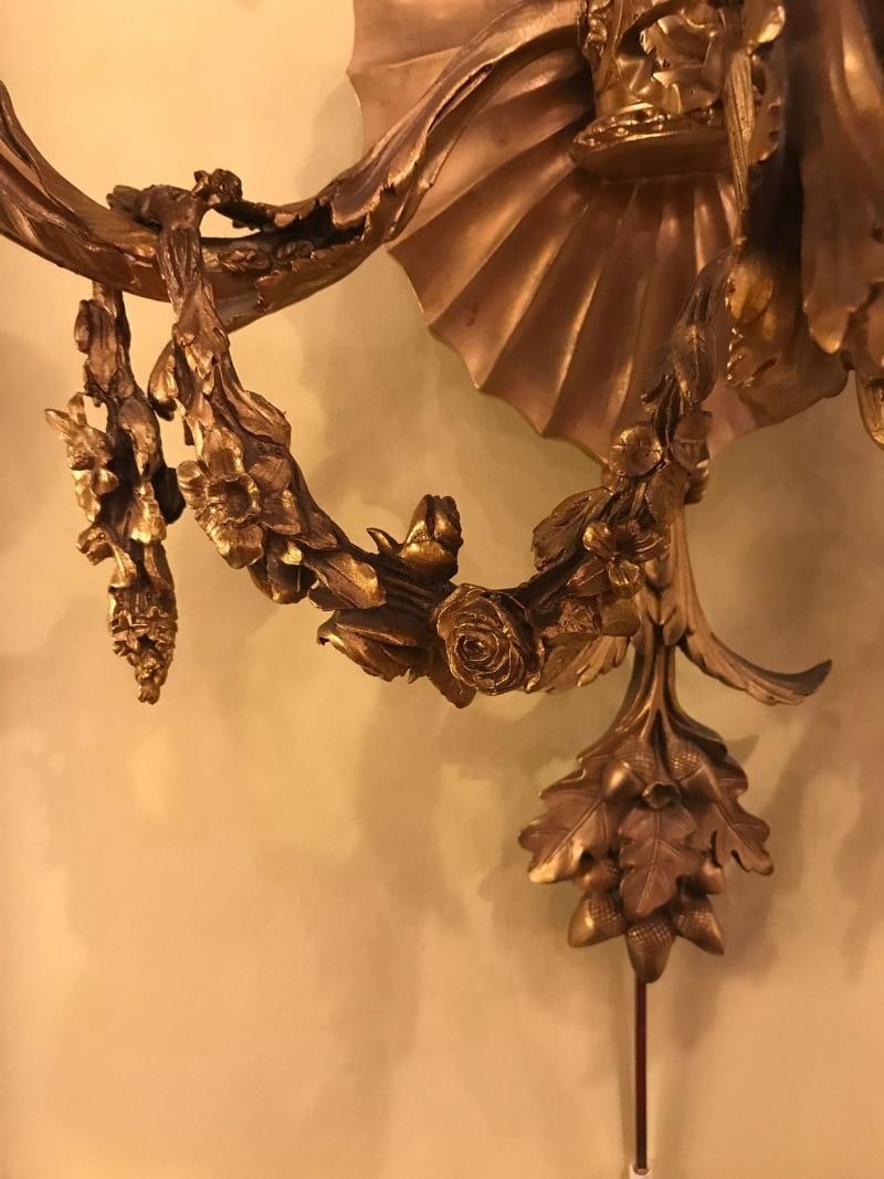 Pair of Bronze Three-Light Sconces in an Urn Form - 3