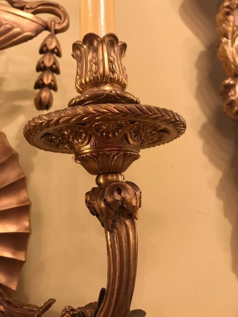Pair of Bronze Three-Light Sconces in an Urn Form - 4