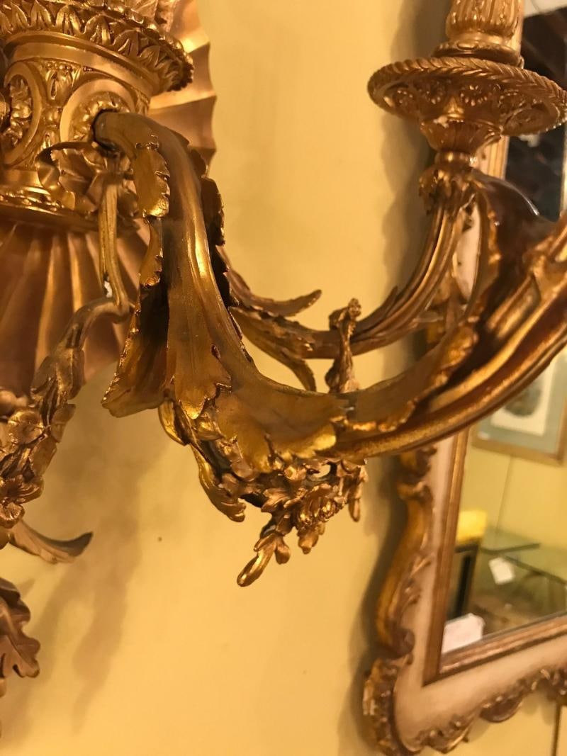 Pair of Bronze Three-Light Sconces in an Urn Form - 6