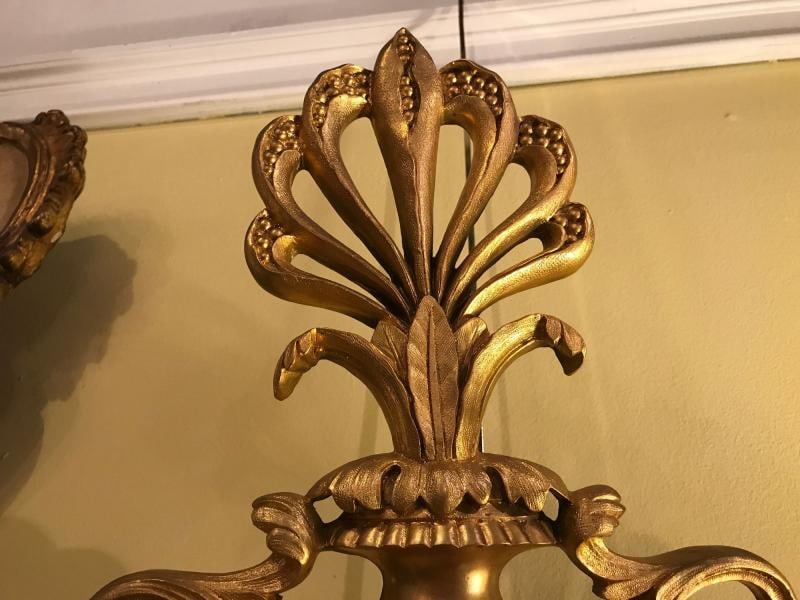 Pair of Bronze Three-Light Sconces in an Urn Form - 7