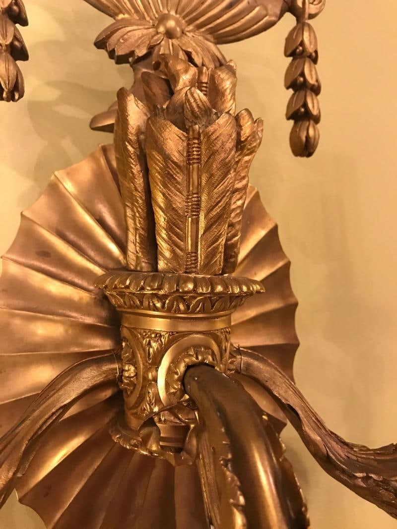 Pair of Bronze Three-Light Sconces in an Urn Form - 9