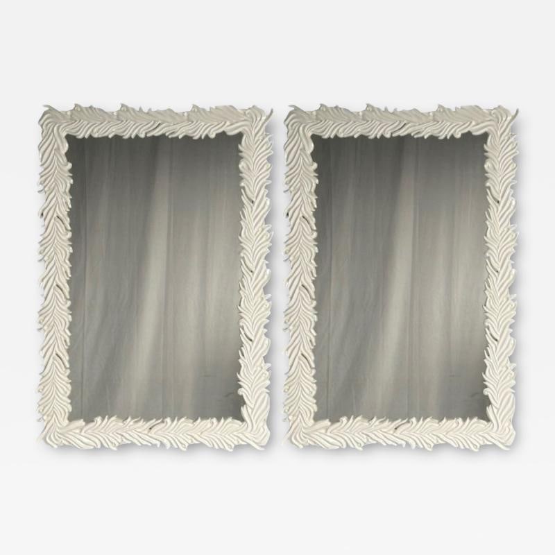 Serge Roche Style, Contemporary, Rectangular Leaf Wall Mirrors, White Lacquer (1 of 11)