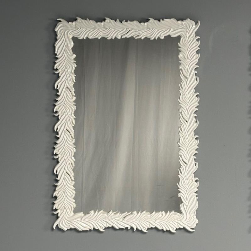 Serge Roche Style, Contemporary, Rectangular Leaf Wall Mirrors, White Lacquer - 4
