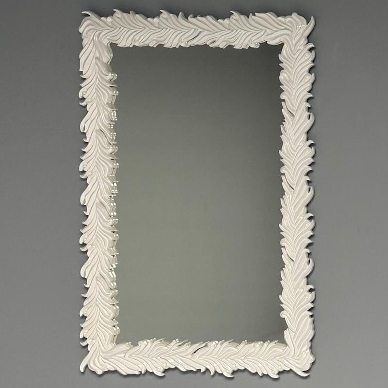 Serge Roche Style, Contemporary, Rectangular Leaf Wall Mirrors, White Lacquer - 6