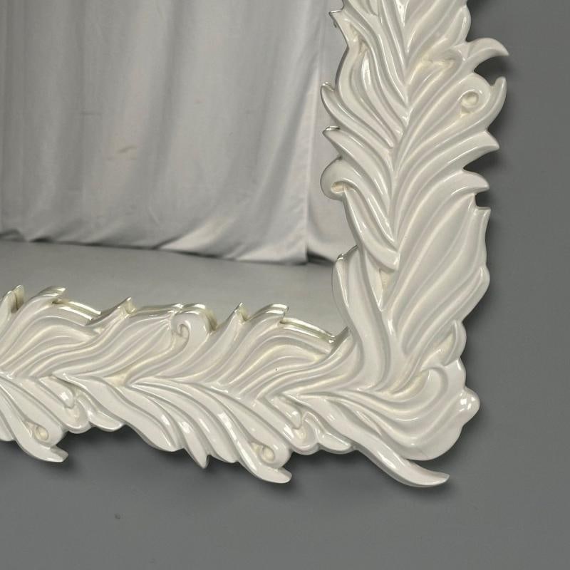 Serge Roche Style, Contemporary, Rectangular Leaf Wall Mirrors, White Lacquer - 8