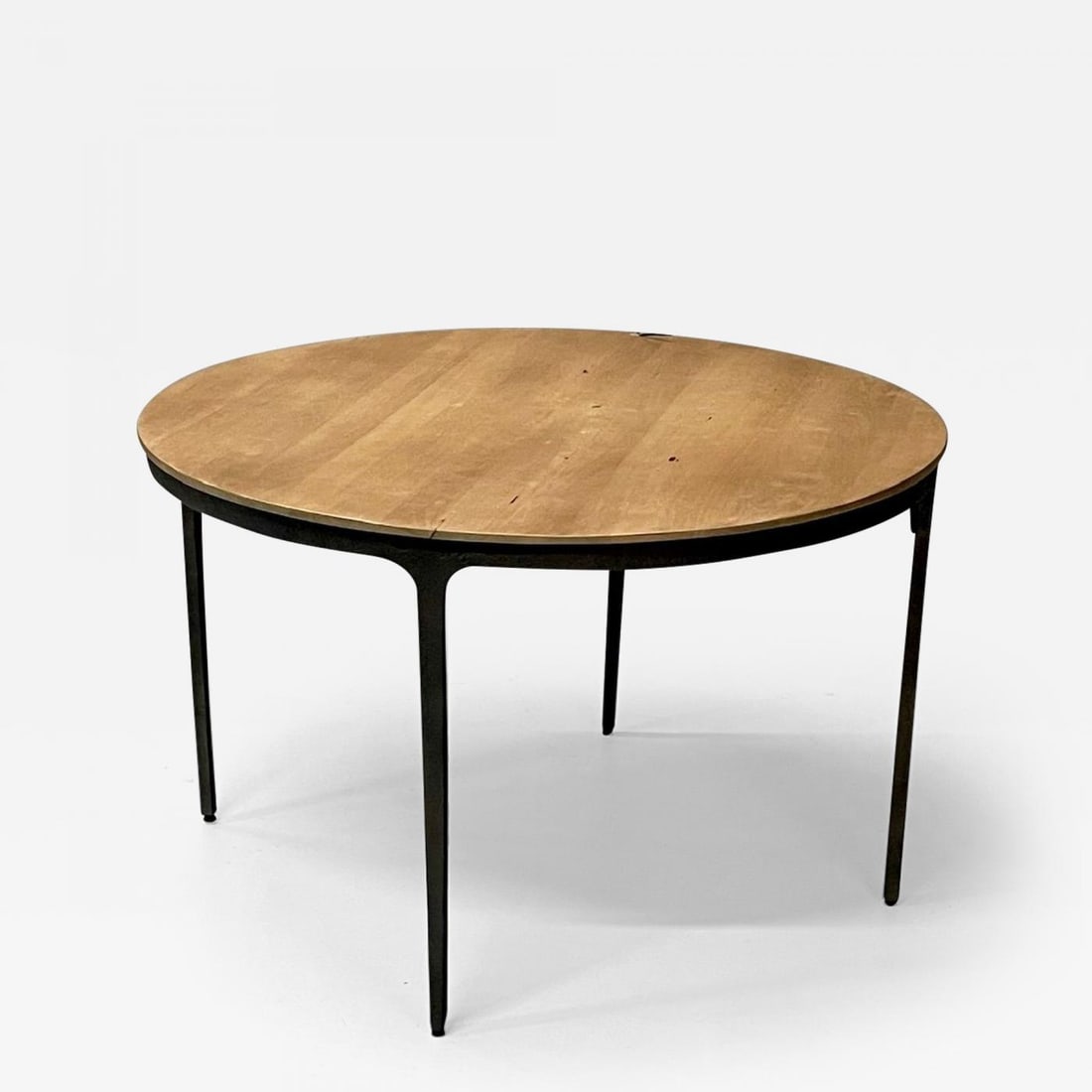 Contemporary, Brutalist, Round Center Table, Elm, Metal (1 of 9)